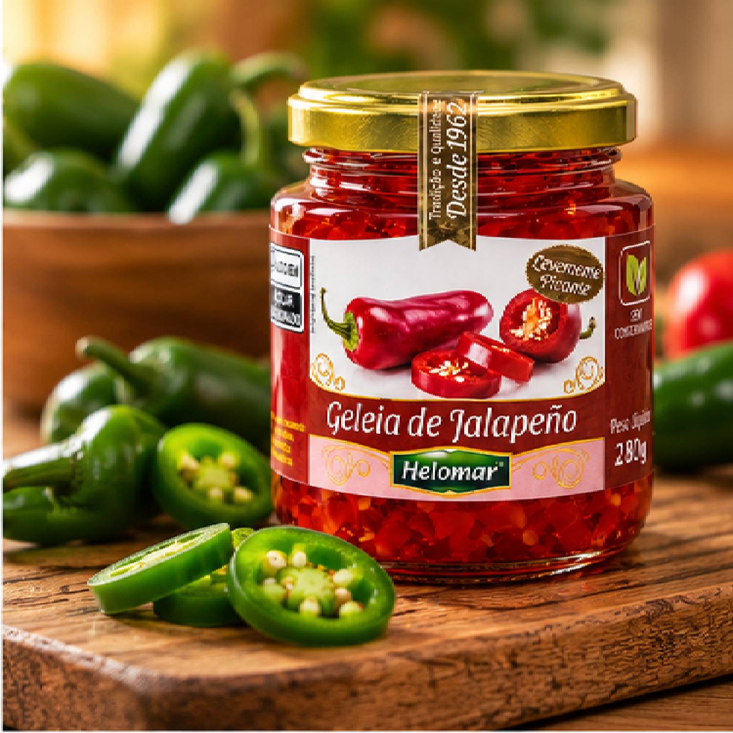 Kit 3 Geleia de Pimenta Jalapeno HELOMAR 280g foto 7