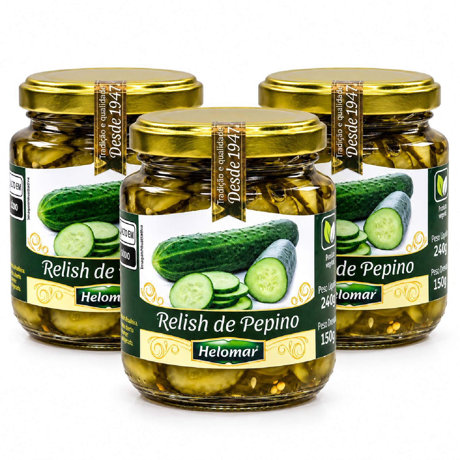 Kit 3 Relish de Pepino HELOMAR 150g