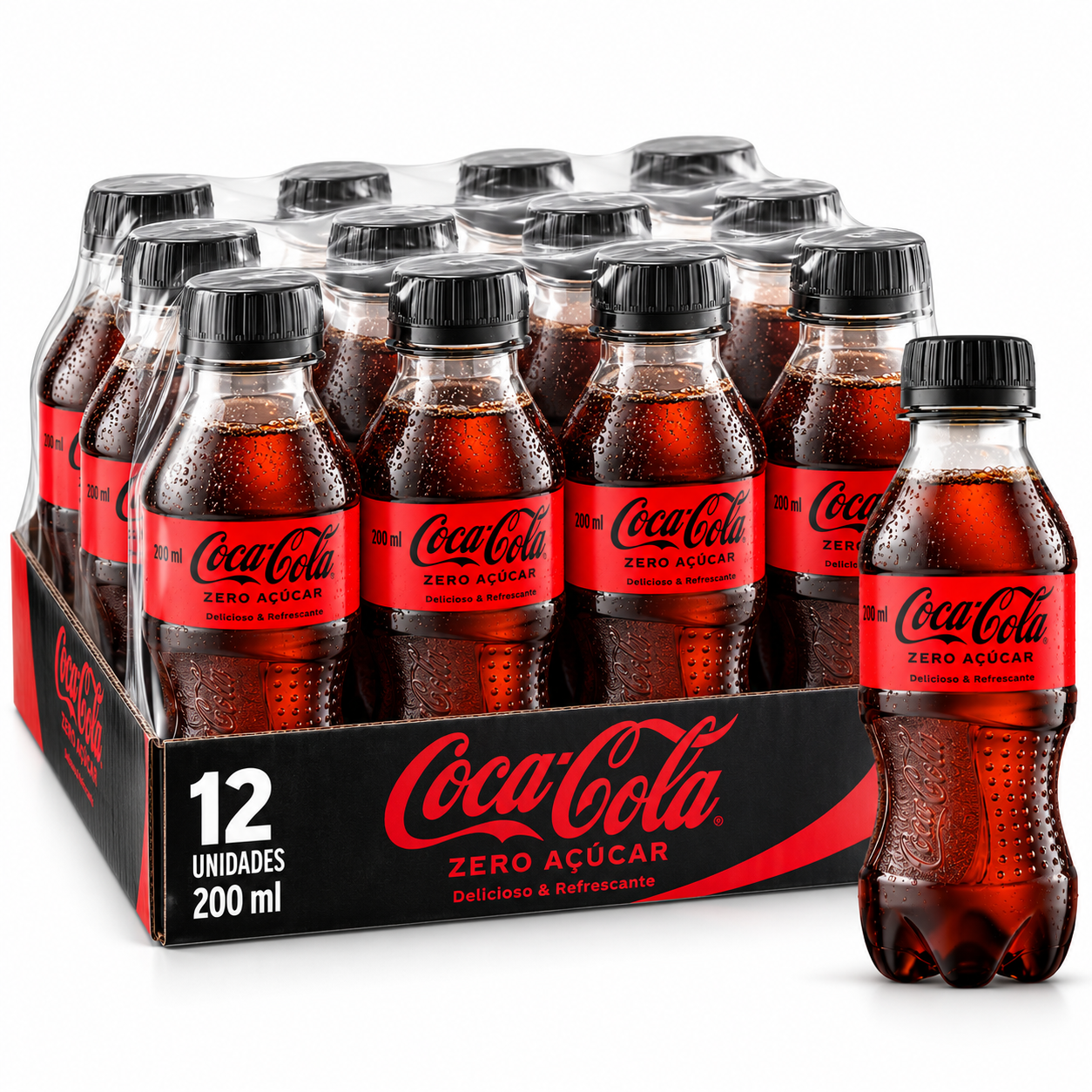Kit 12 Refrigerante Coca Cola Zero Açucar 200ml