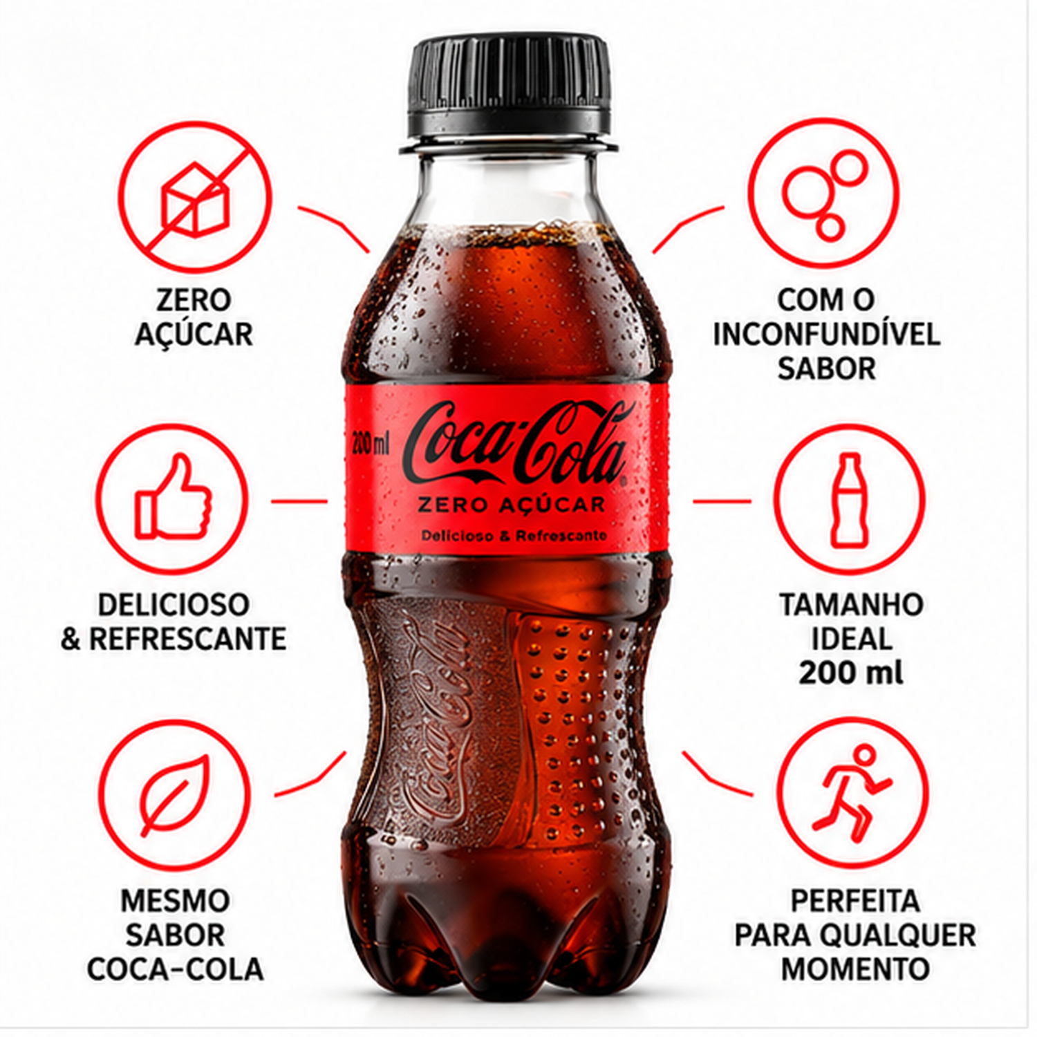 Kit 12 Refrigerante Coca Cola Zero Açucar 200ml foto 2