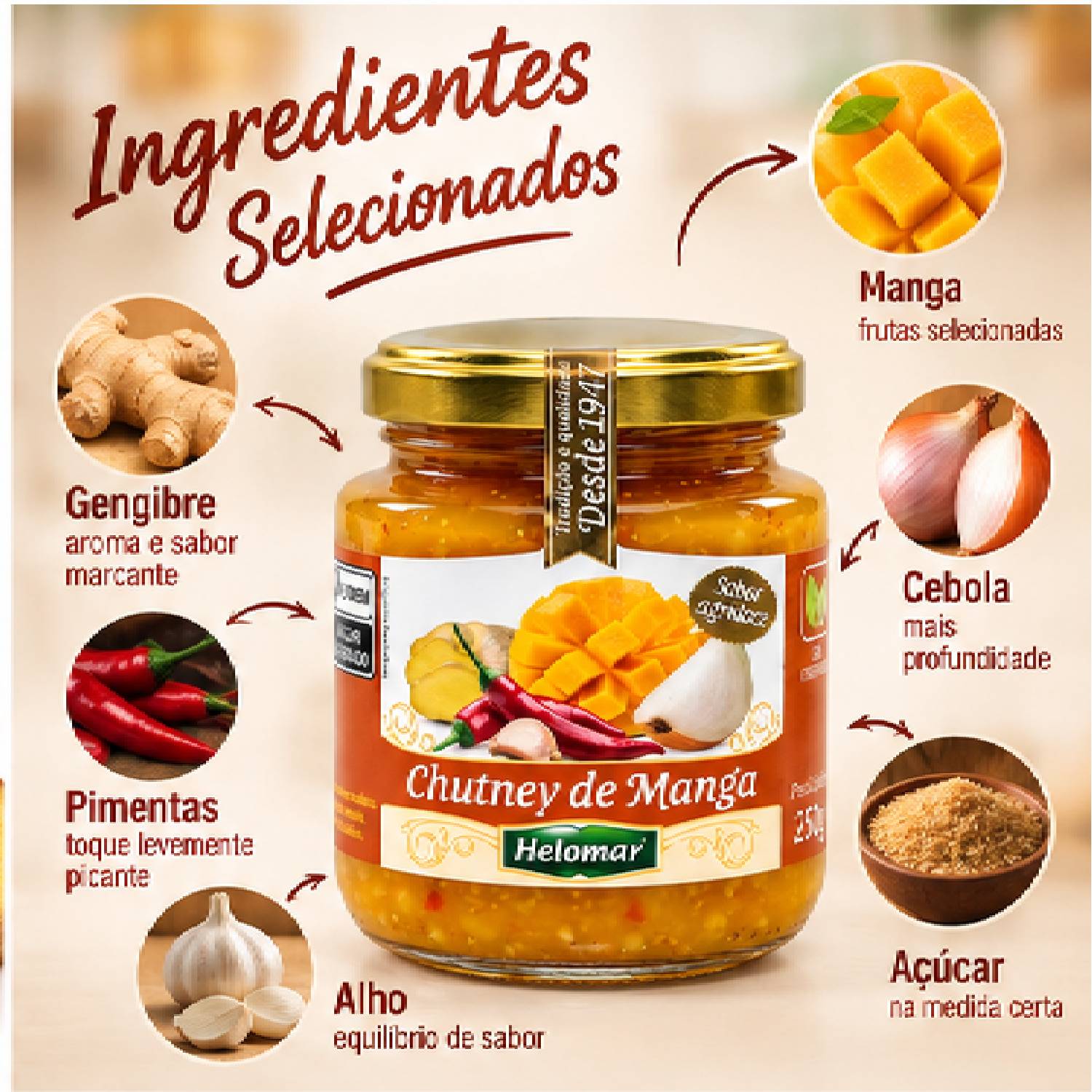 Kit 2 Chutney de Manga HELOMAR 150g foto 4