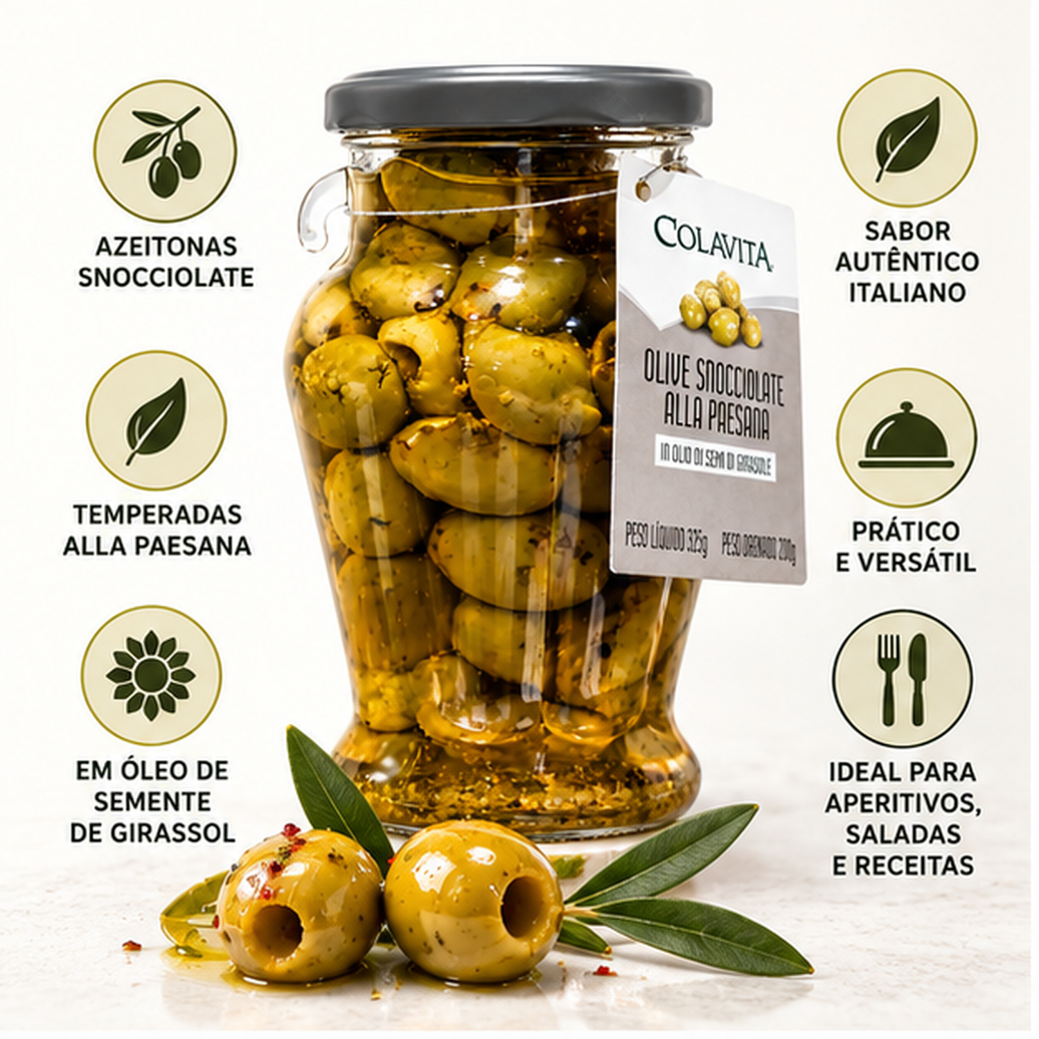 Azeitona S/ Caroço COLAVITA no azeite Extra Virgem 500g foto 2