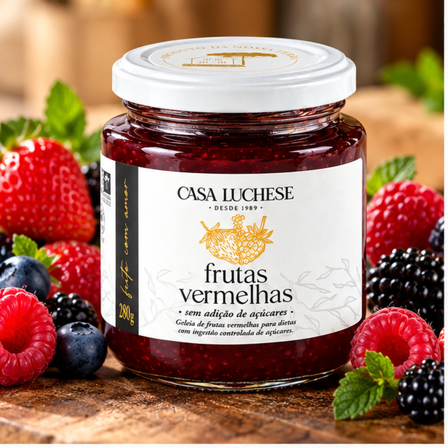 Doce Frutas Vermelhas s/  Ad Açucar CASA LUCHESE 260g foto 5