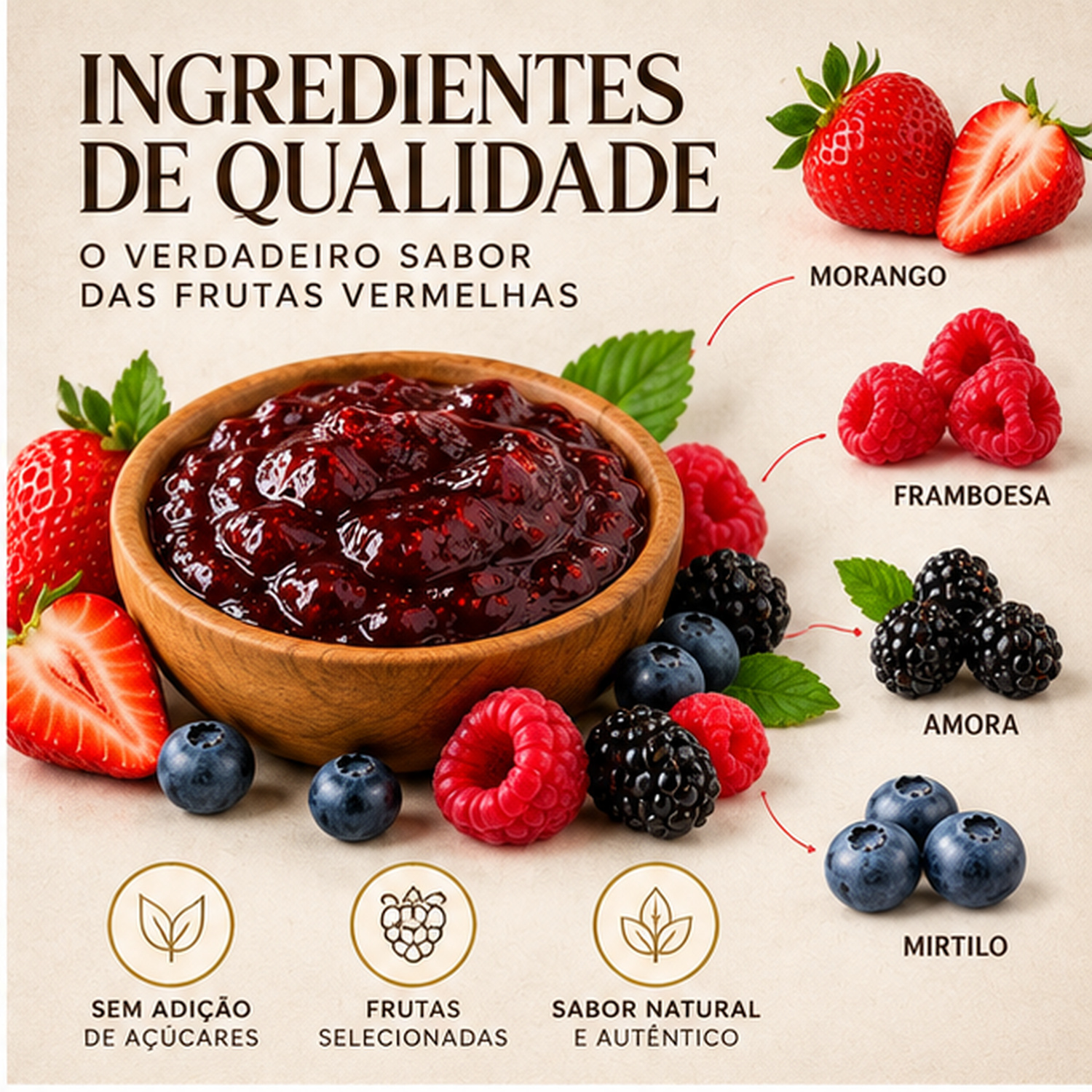 Doce Frutas Vermelhas s/  Ad Açucar CASA LUCHESE 260g foto 6