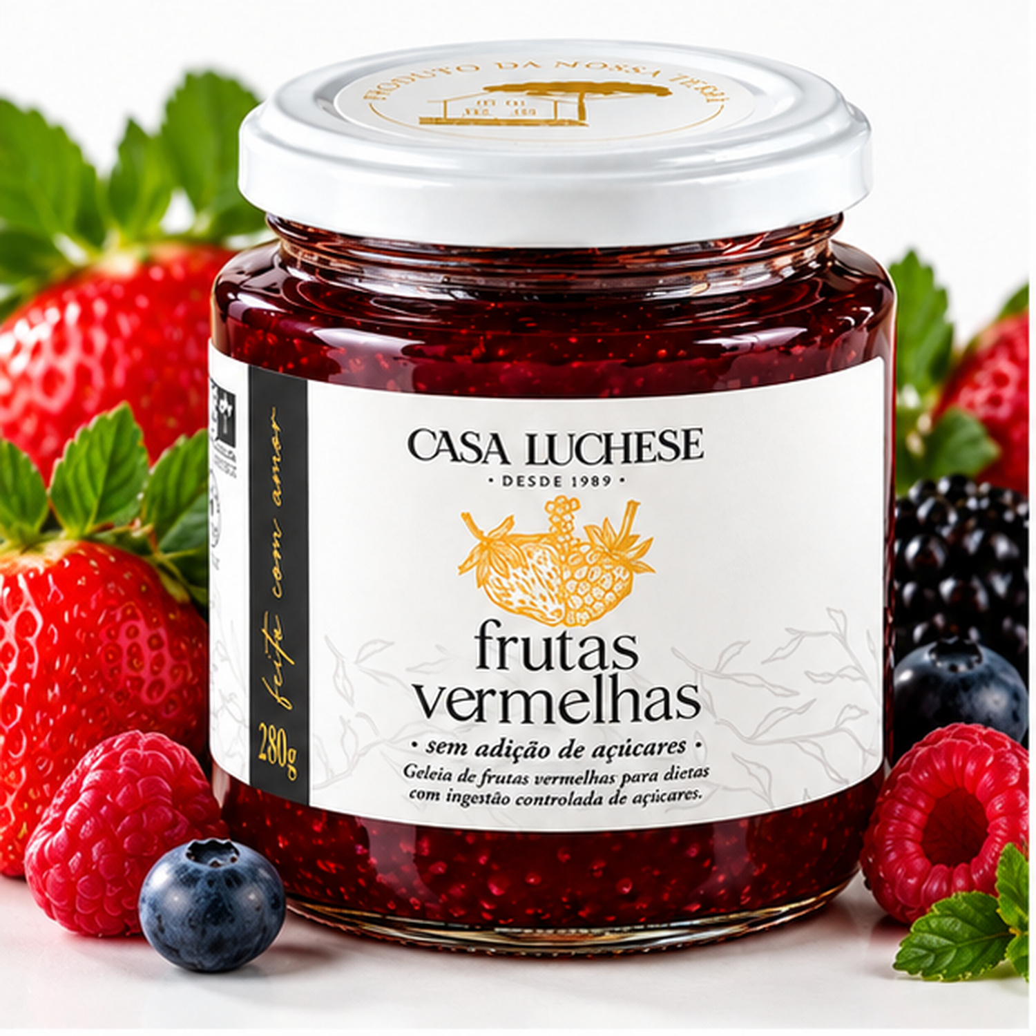 Doce Frutas Vermelhas s/  Ad Açucar CASA LUCHESE 260g foto 7