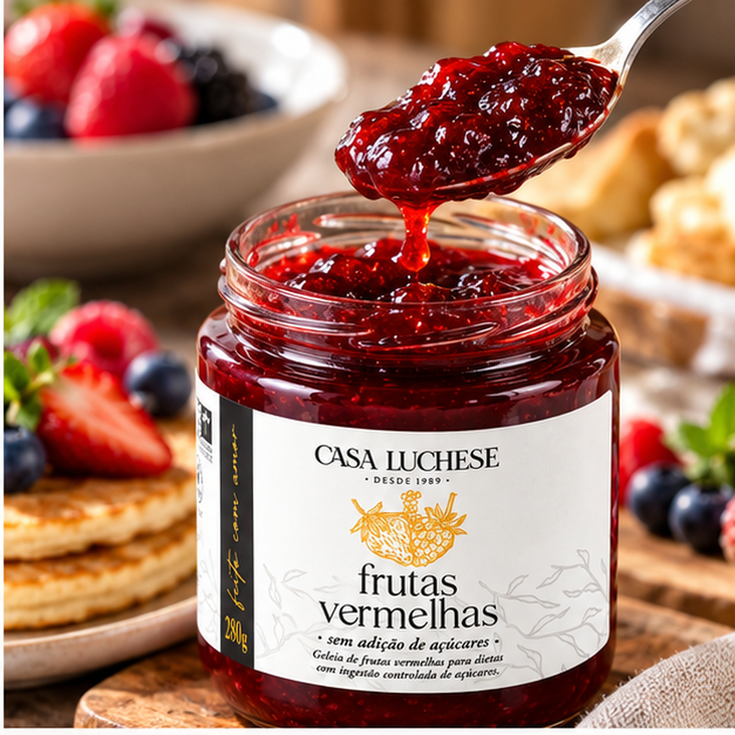 Doce Frutas Vermelhas s/  Ad Açucar CASA LUCHESE 260g foto 8