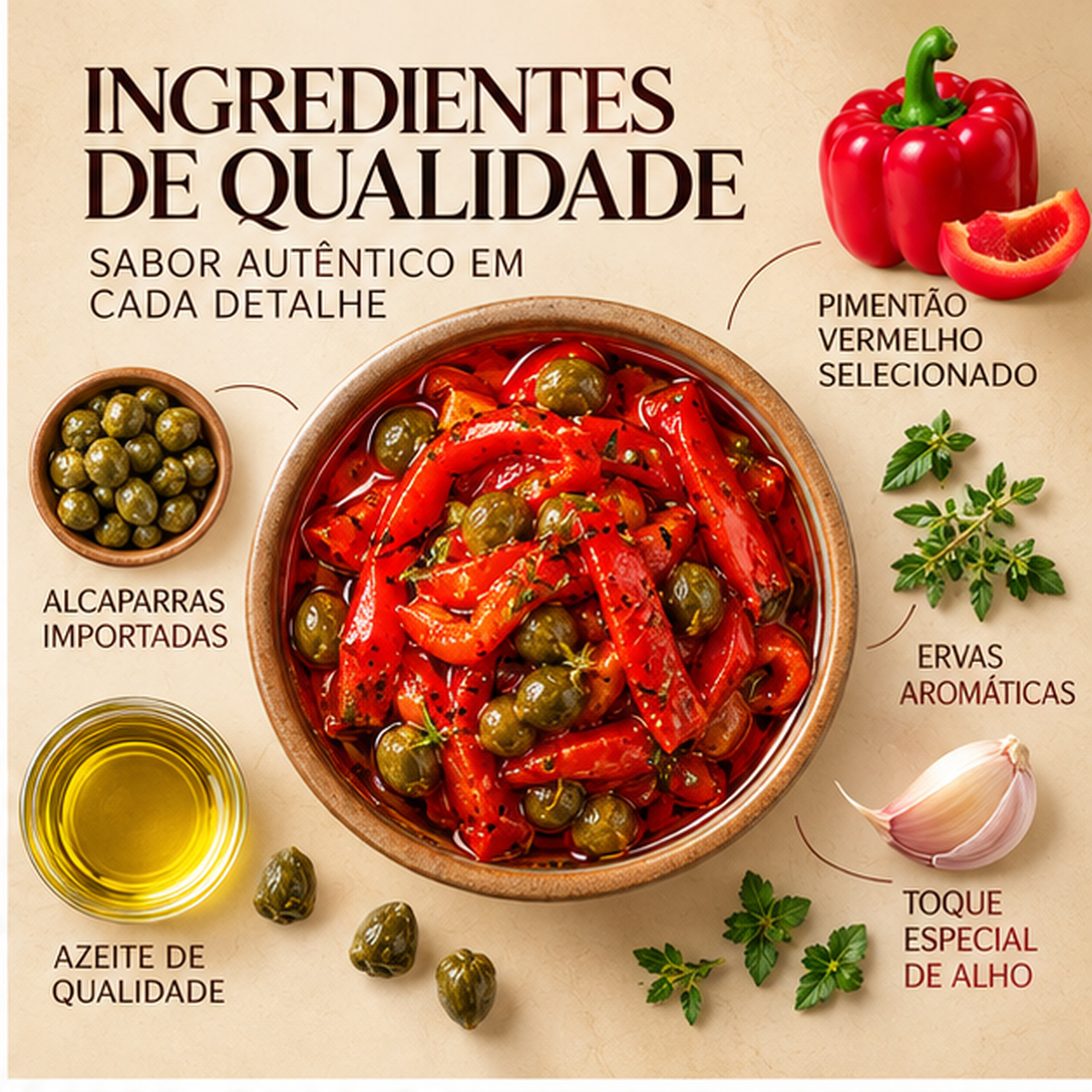Antepasto de Pimentão c/ Alcaparras CASA LUCHESE 210g foto 2