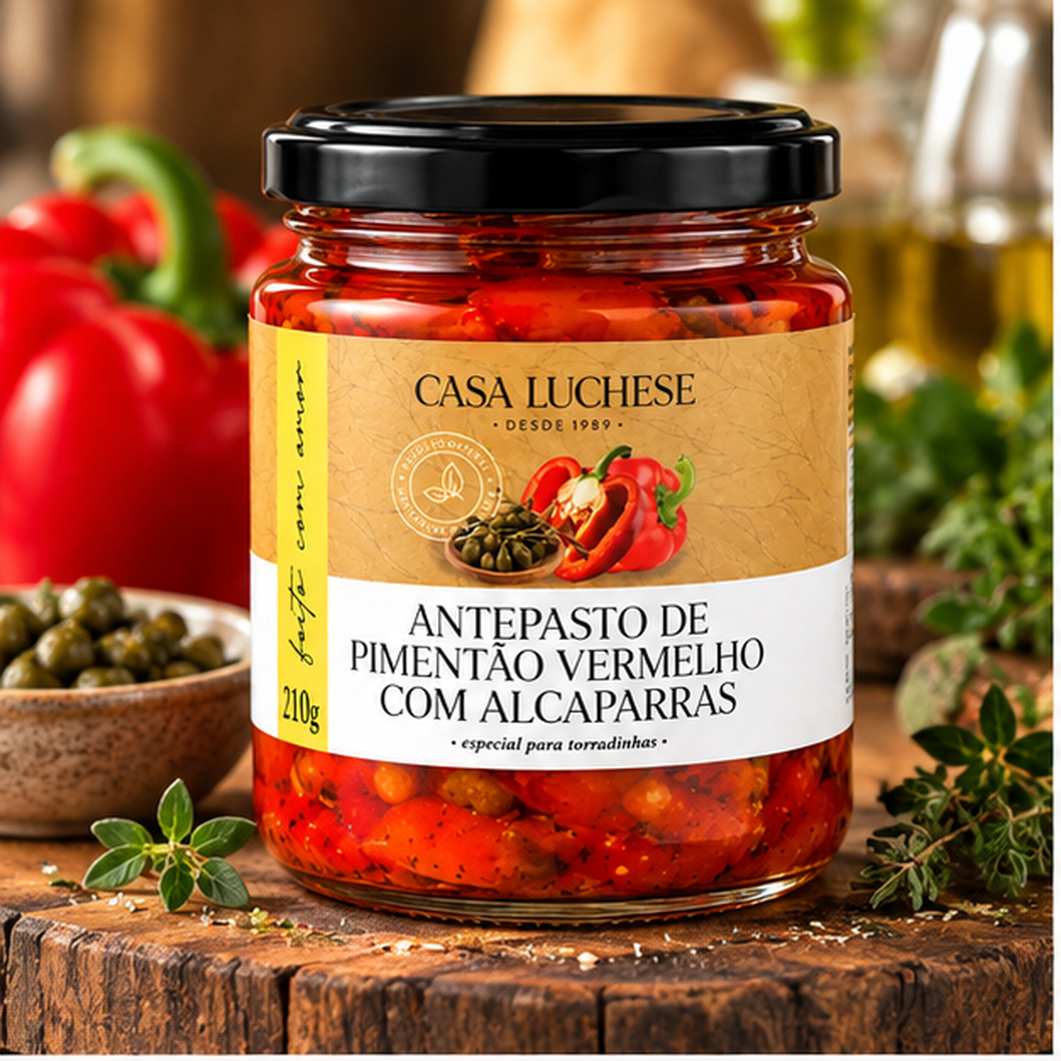 Antepasto de Pimentão c/ Alcaparras CASA LUCHESE 210g foto 5