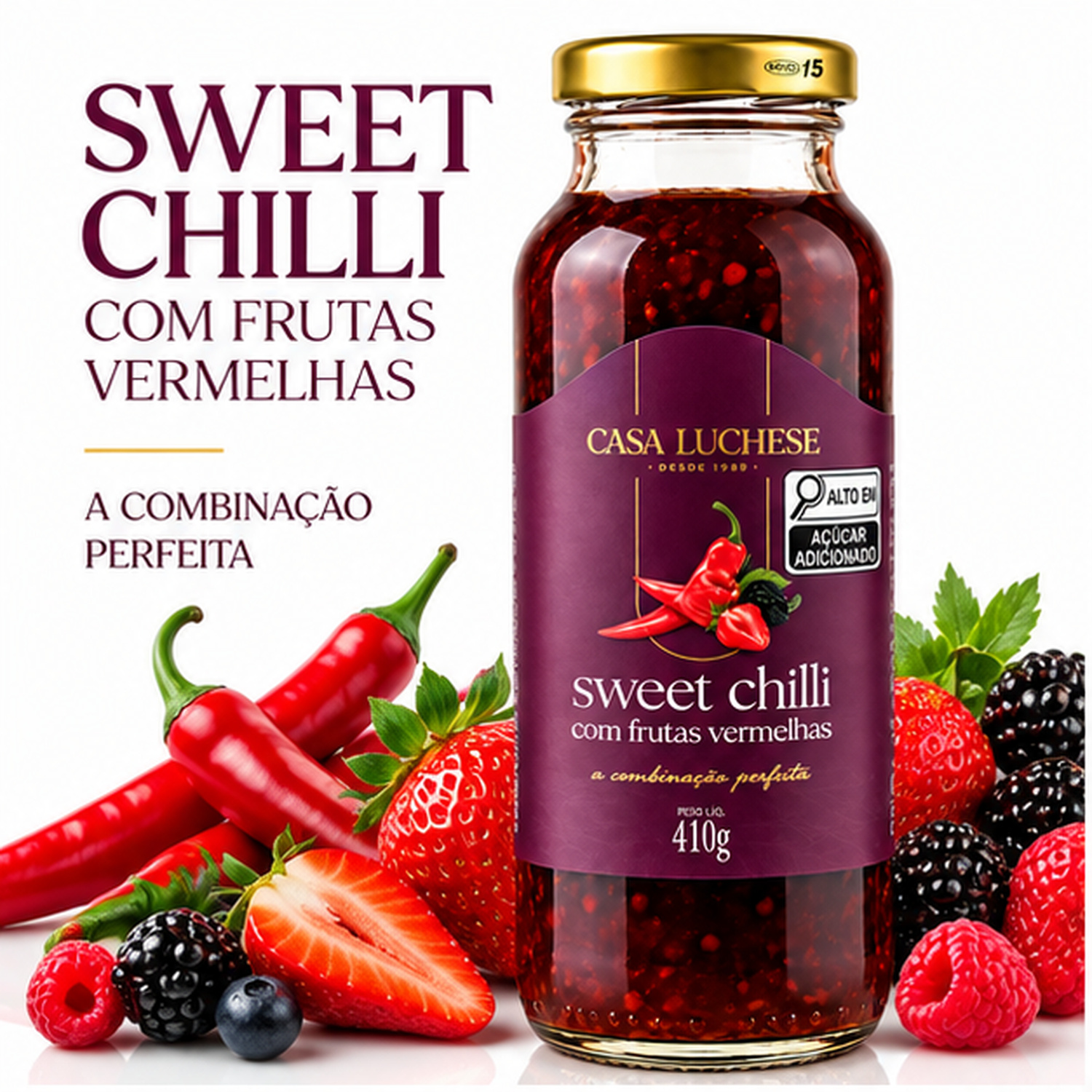 Sweet Chilli c/ Frutas Vermelhas CASA LUCHESE 410g foto 2