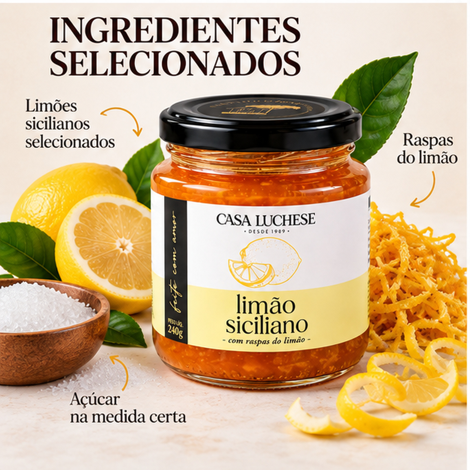 Geleia de Limão Siciliano Premium CASA LUCHESE 260g foto 2
