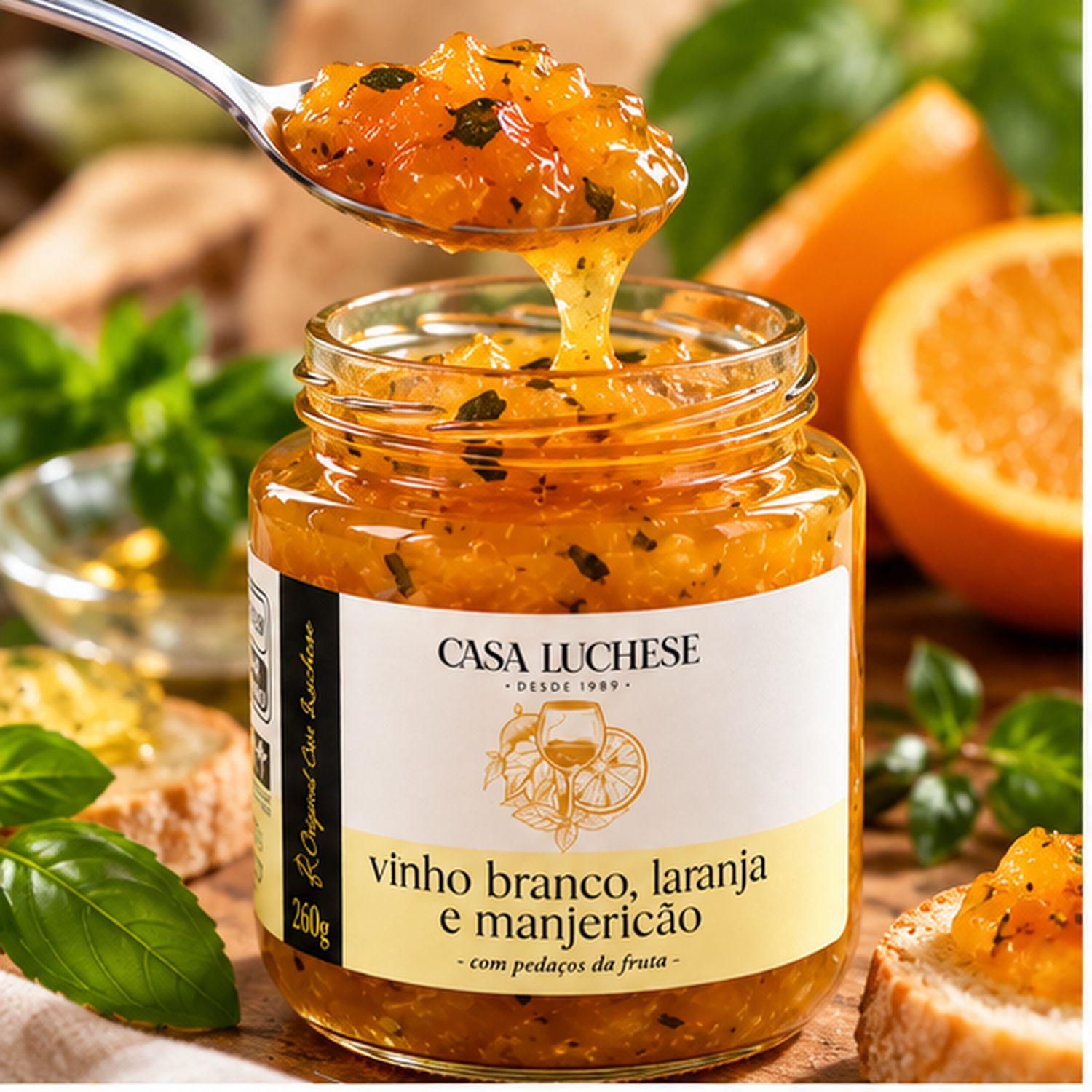 Doce Vinho Branco, Laranja, Manjericão CASA LUCHESE 260g foto 5