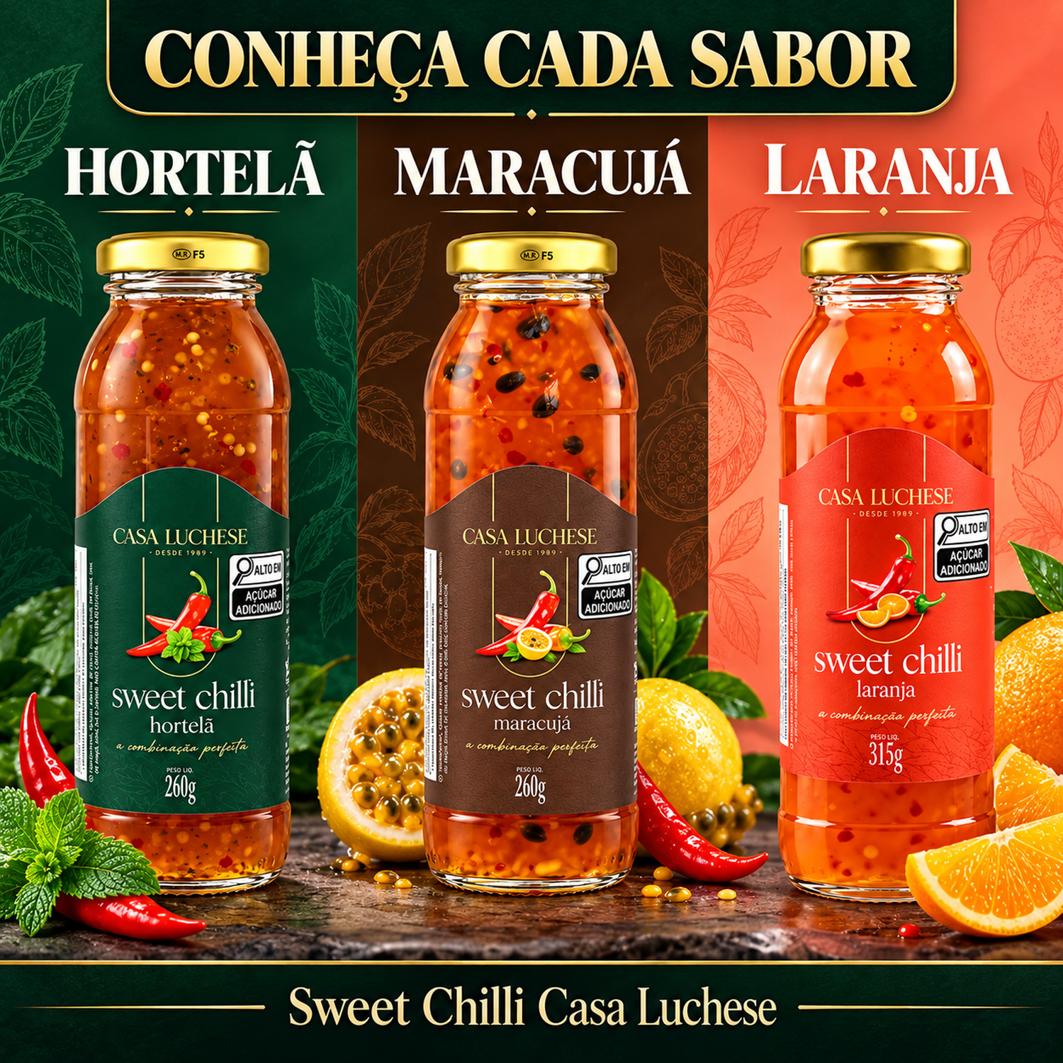 Kit 3 Sweet Chilli CASA LUCHESE — Hortelã 260g + Maracujá 260g + Laranja 315g foto 4