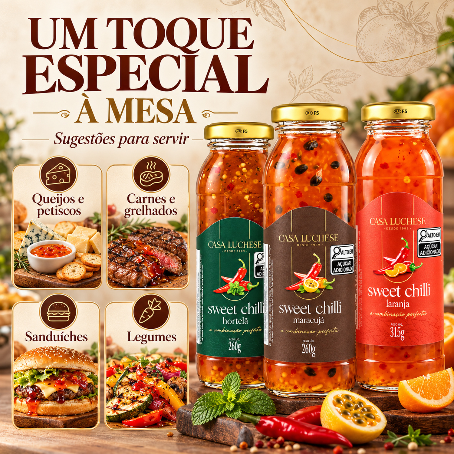 Kit 3 Sweet Chilli CASA LUCHESE — Hortelã 260g + Maracujá 260g + Laranja 315g foto 9