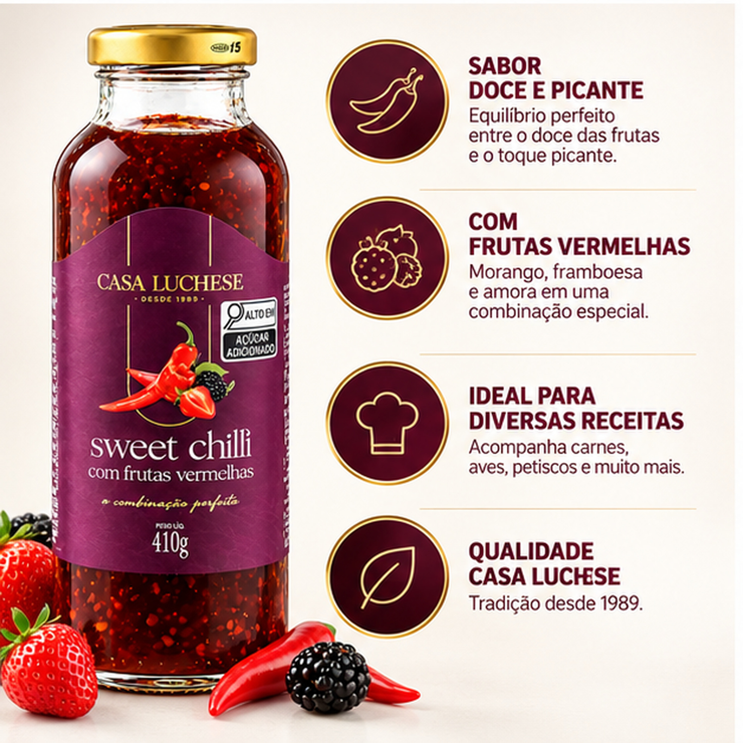 Kit 2 Sweet Chilli Defumando Agridoce CASA LUCHESE 410g foto 4