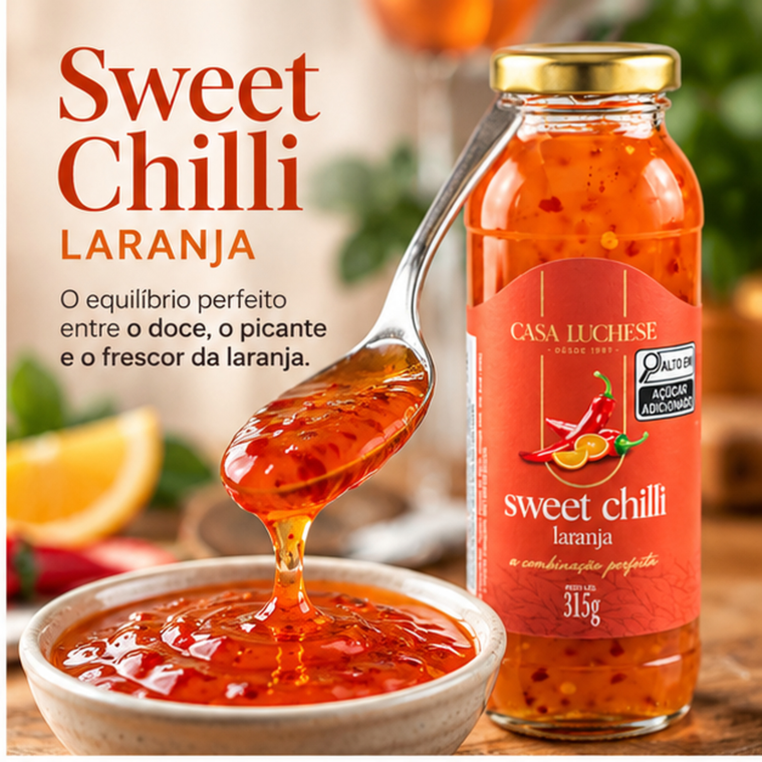 Kit 3 Sweet Chilli de Laranja Agridoce CASA LUCHESE 315g foto 5