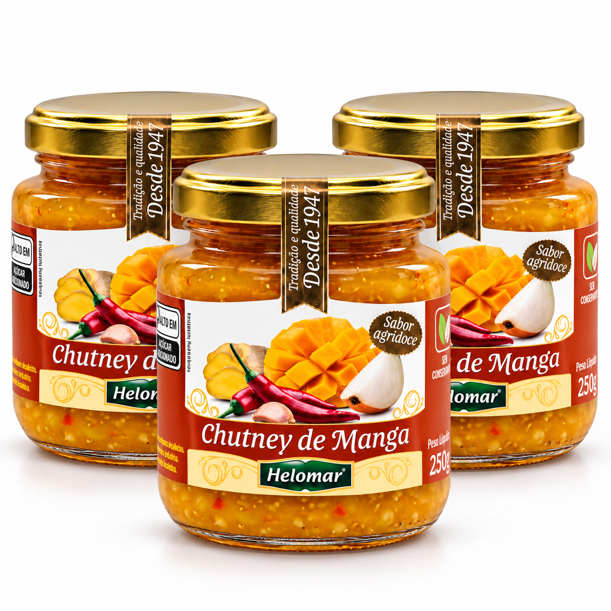 Kit 3 Chutney de Manga HELOMAR 150g