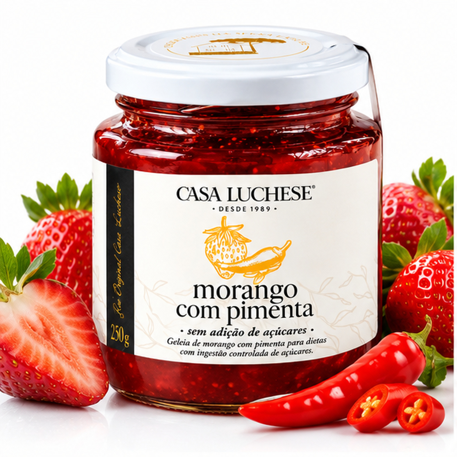 Kit 3 Doce Morango c/ Pimenta S/ Ad Açucar CASA LUCHESE 260g foto 4