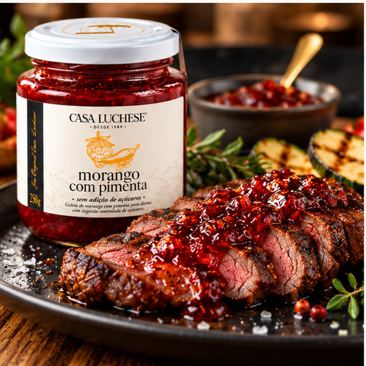 Kit 3 Doce Morango c/ Pimenta S/ Ad Açucar CASA LUCHESE 260g foto 7