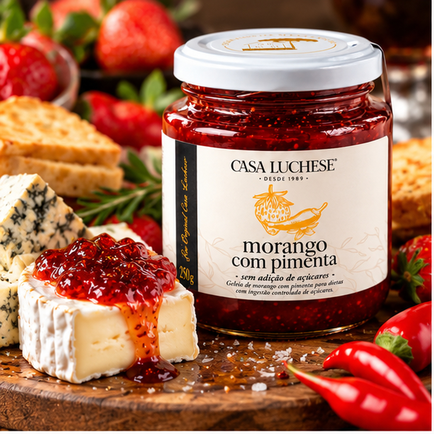 Kit 3 Doce Morango c/ Pimenta S/ Ad Açucar CASA LUCHESE 260g foto 8