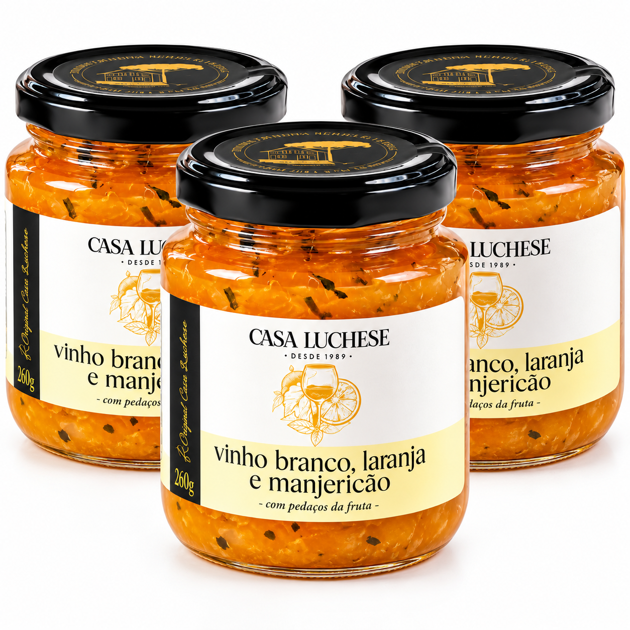 Kit 3 Doce Vinho Bco, Laranja, Manjericão CASA LUCHESE 260g