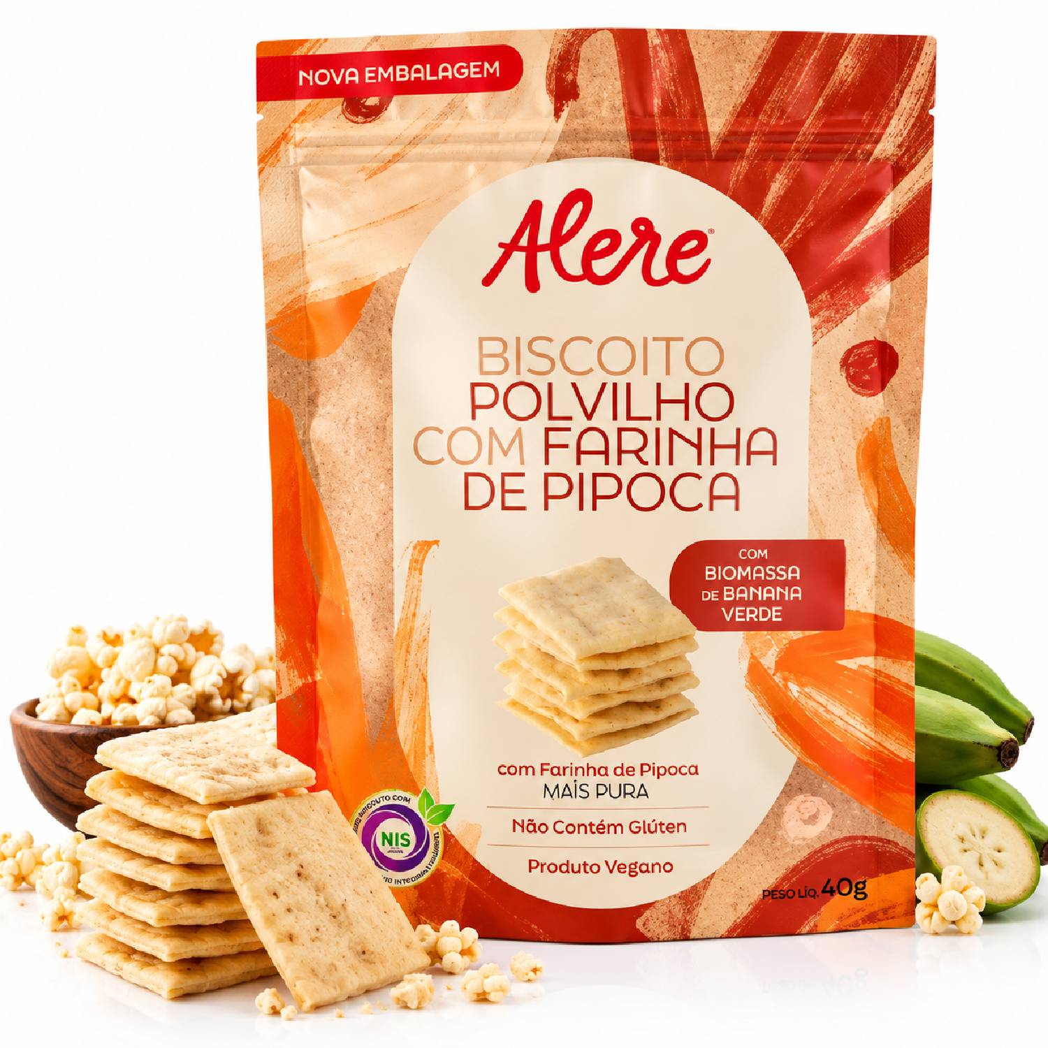 Biscoito Polvilho c/ Farinha de Pipoca ALERE 40g
