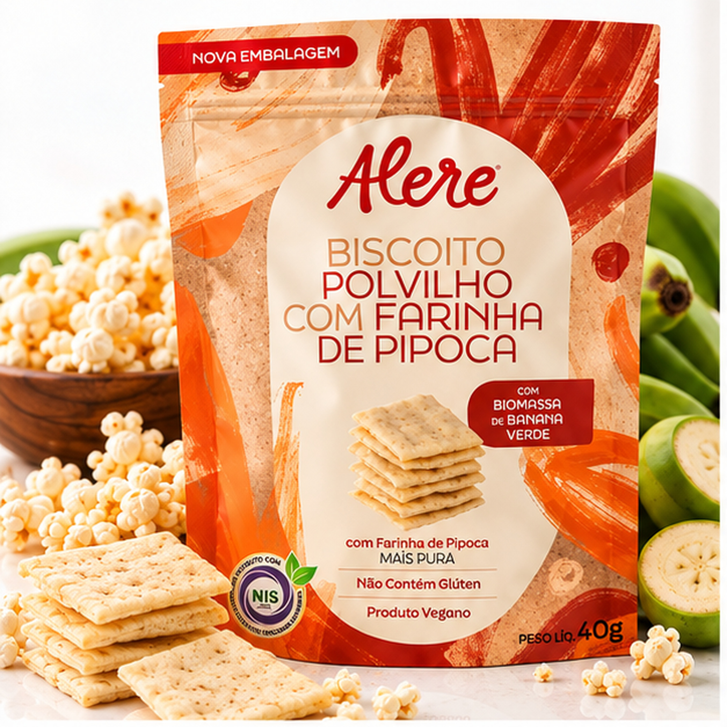 Biscoito Polvilho c/ Farinha de Pipoca ALERE 40g foto 8