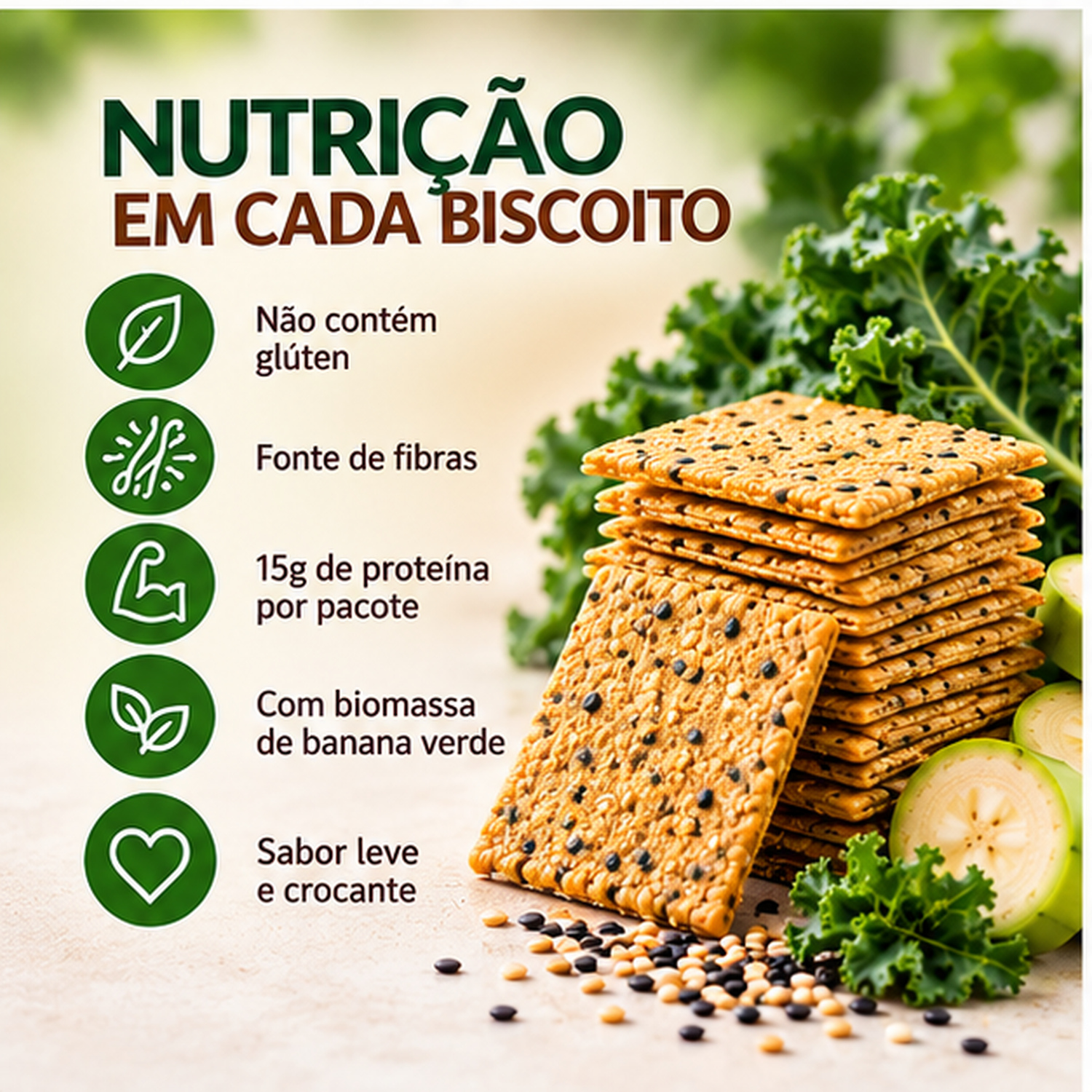 Biscoito de Couve c/ Gergelim ALERE 55g foto 2