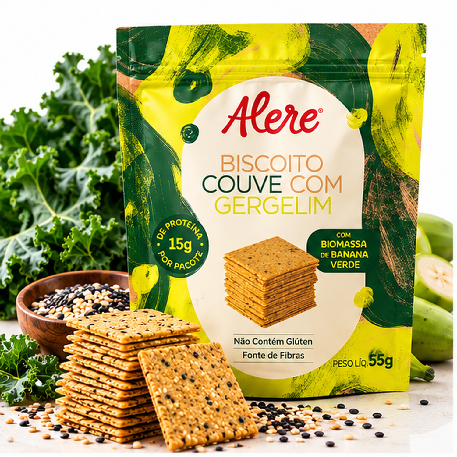 Biscoito de Couve c/ Gergelim ALERE 55g foto 8