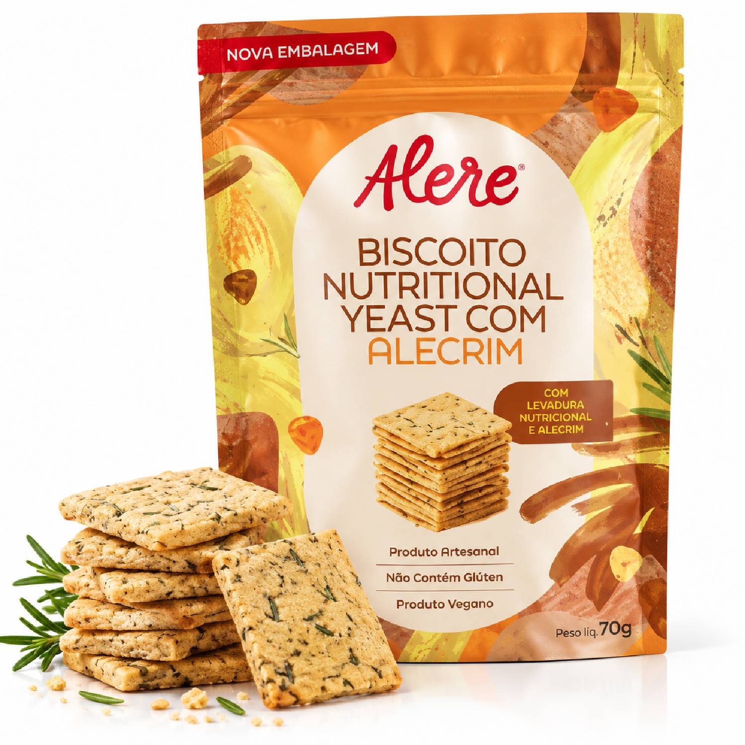 Biscoito Nutritional Yeast e Alecrim ALERE 70g