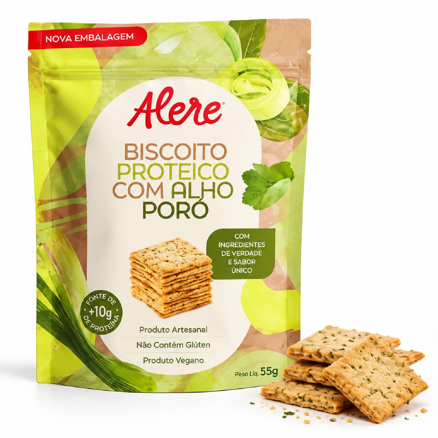 Biscoito Proteico c/ Alho Poró ALERE 55g