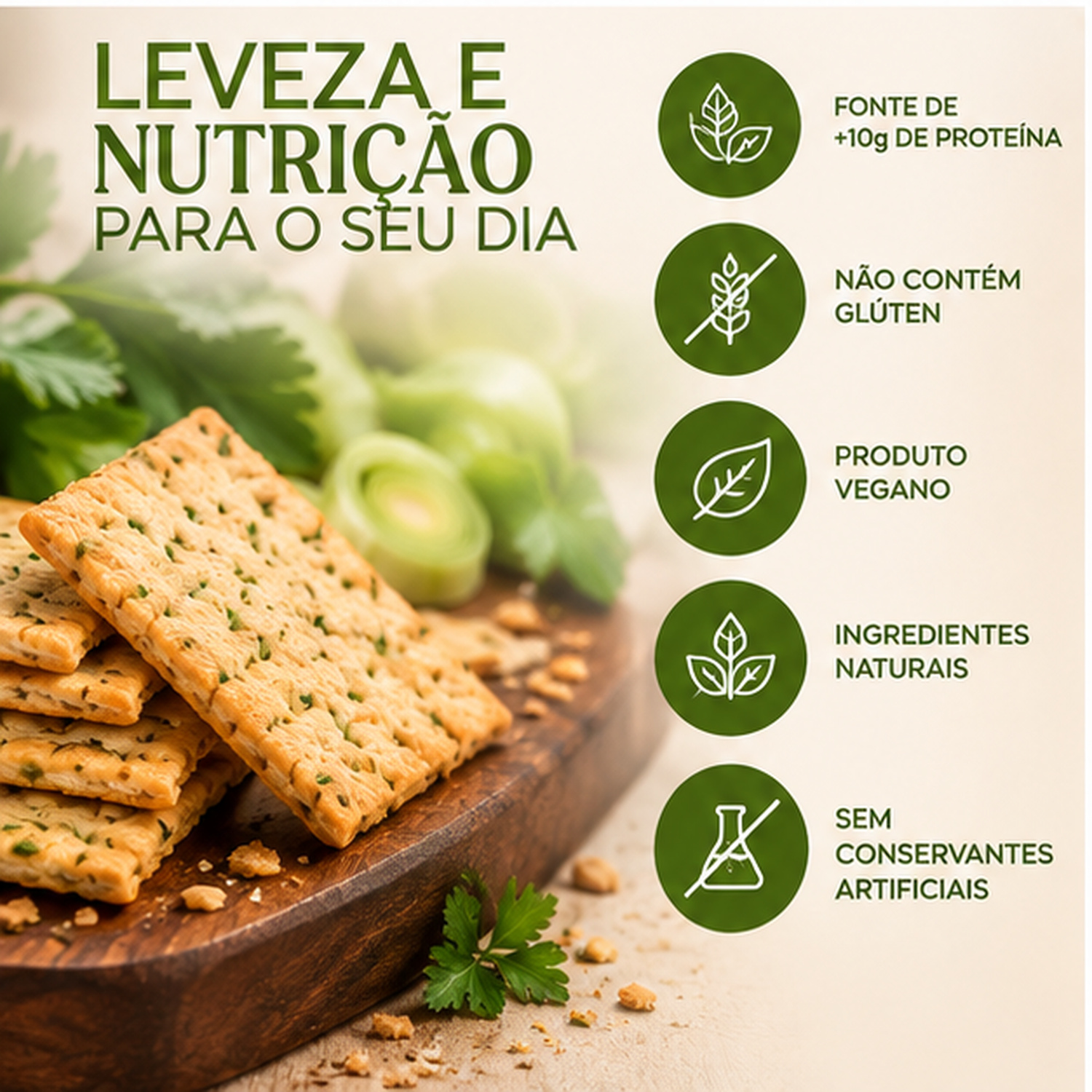 Kit 5 Biscoito Proteico c/ Alho Poró ALERE 55g foto 2