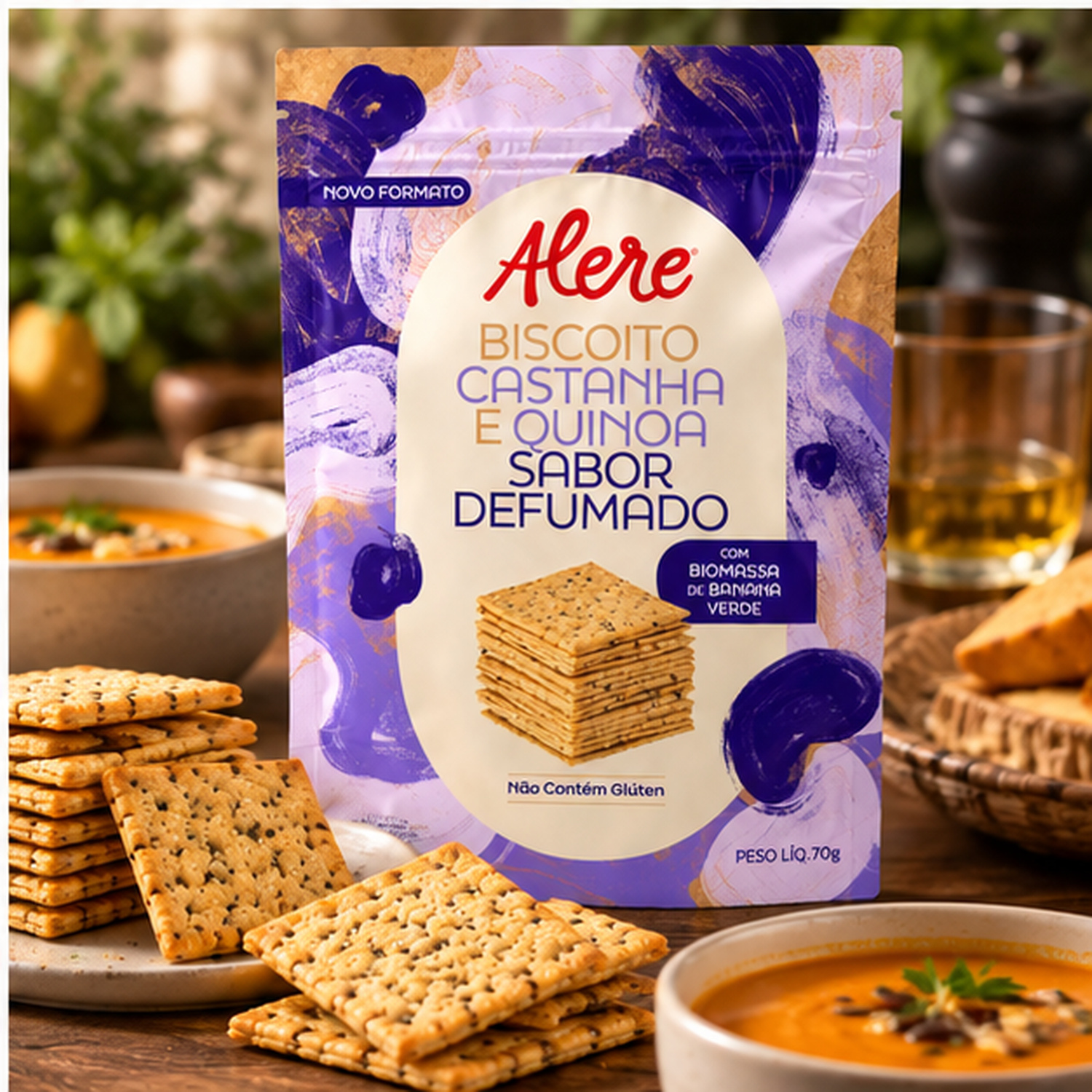 Kit 3 Biscoito de Castanha e Quinoa Defumado ALERE 70g foto 8
