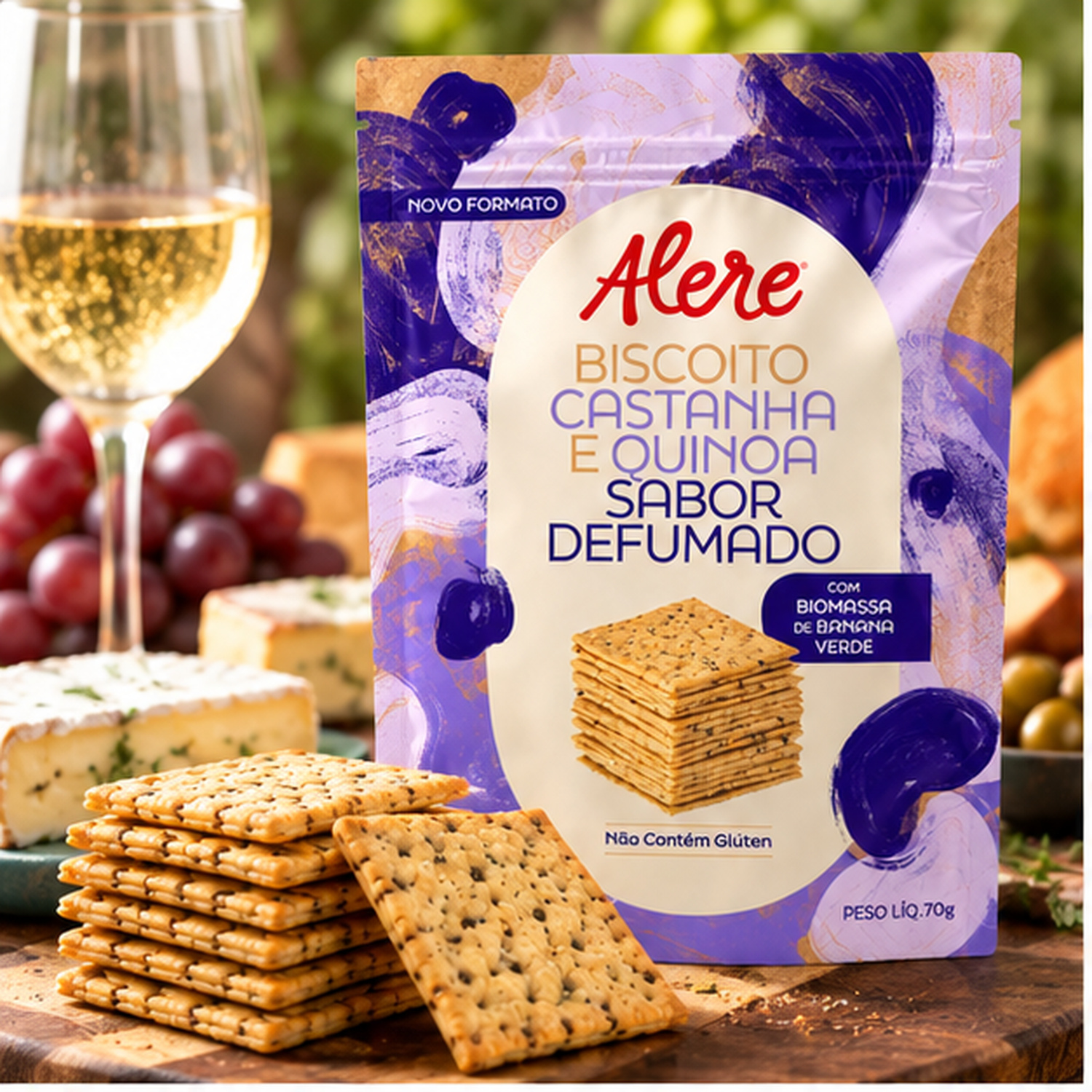 Kit 5 Biscoito de Castanha e Quinoa Defumado ALERE 70g foto 5