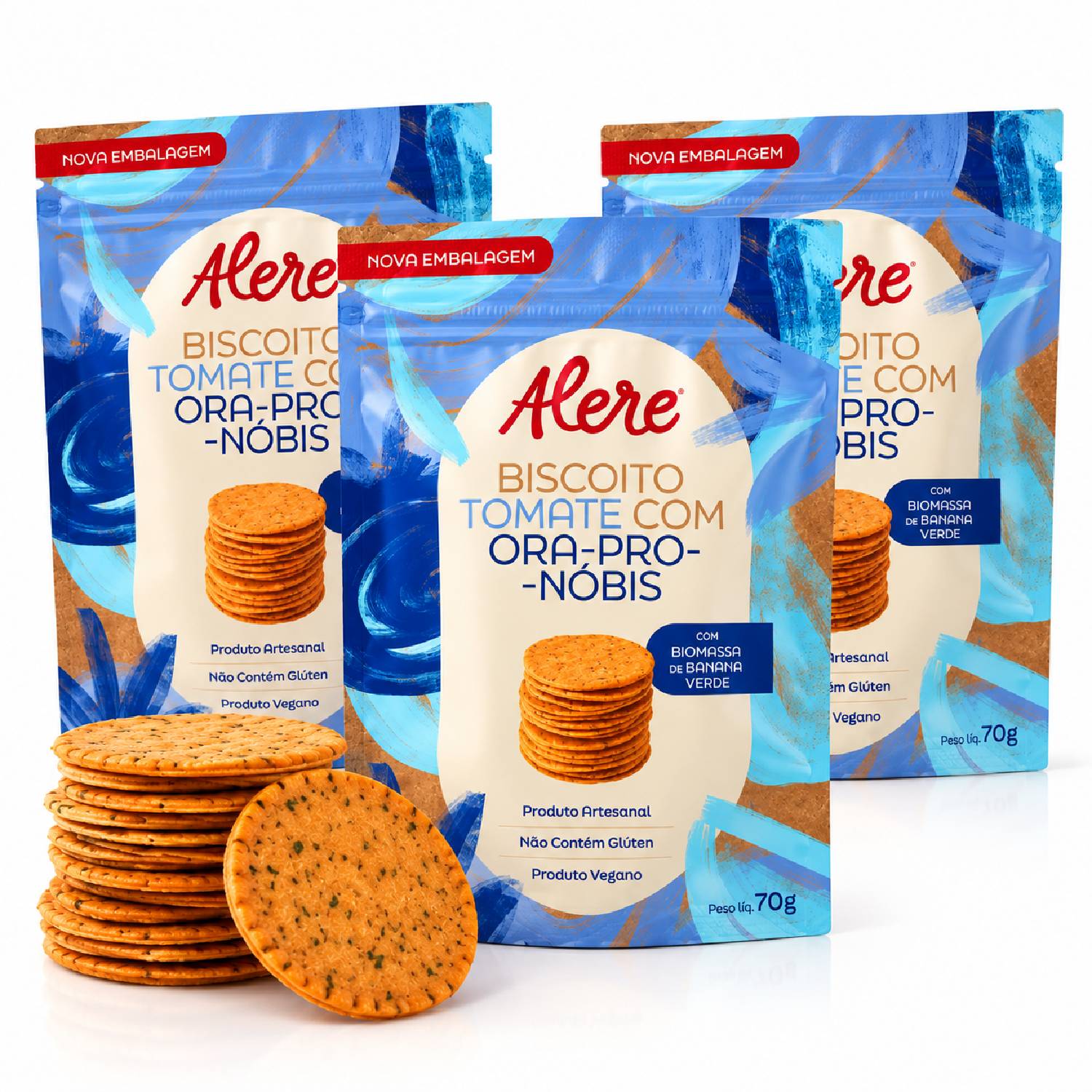 Kit 3 Biscoito Tomate Ora-pro-nobis ALERE 70g
