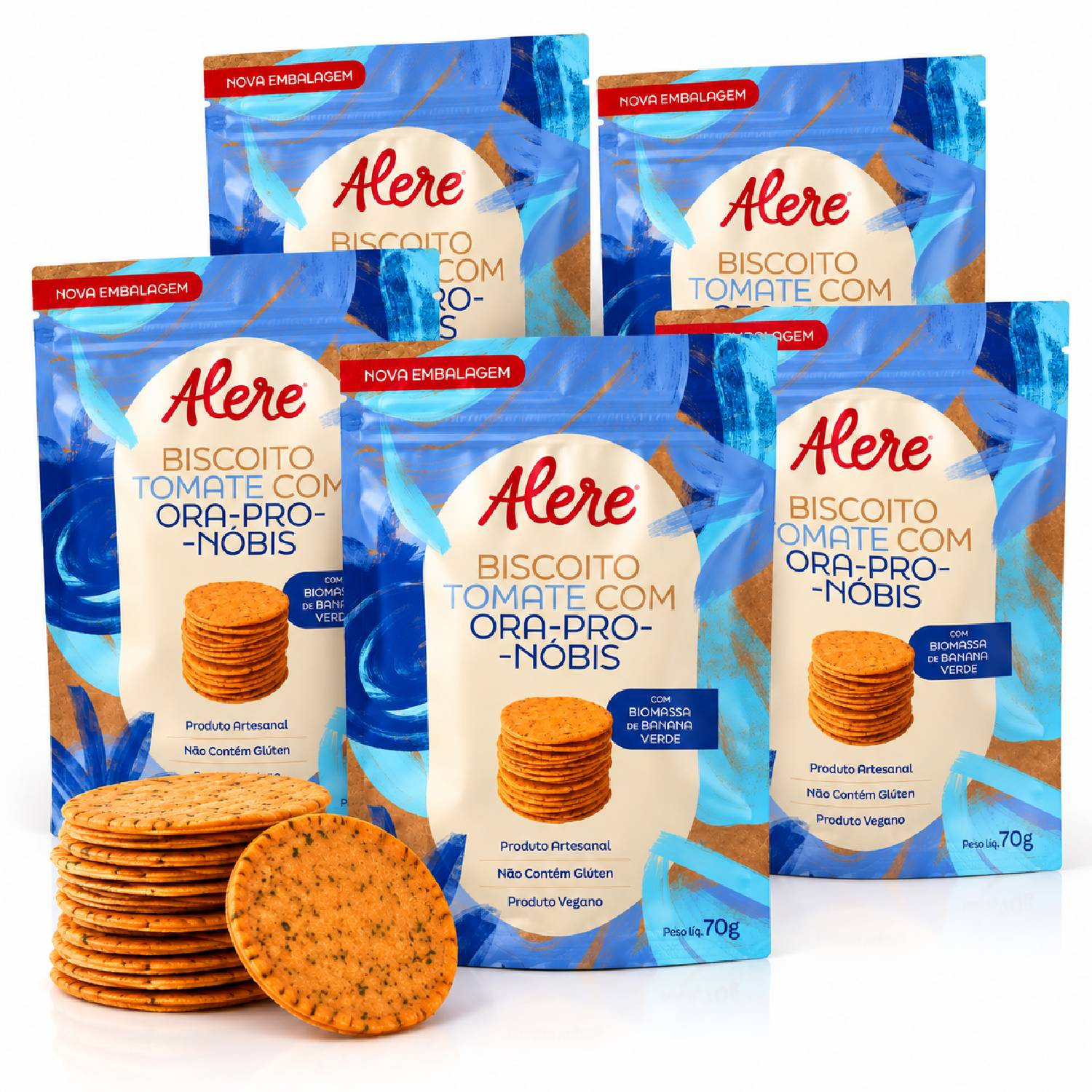 Kit 5 Biscoito Tomate Ora-pro-nobis ALERE 70g
