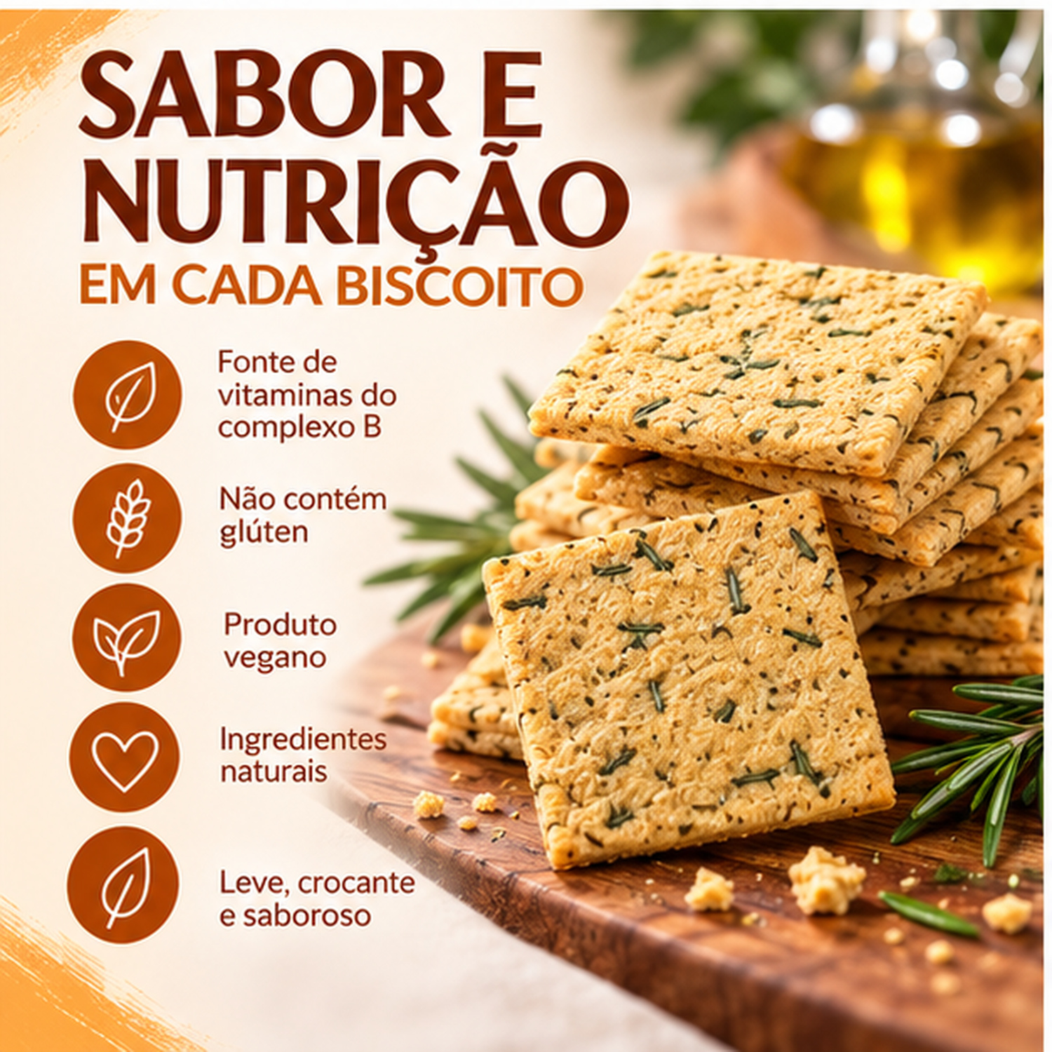 Kit 3 Biscoito Nutritional Yeast e Alecrim ALERE 70g foto 2
