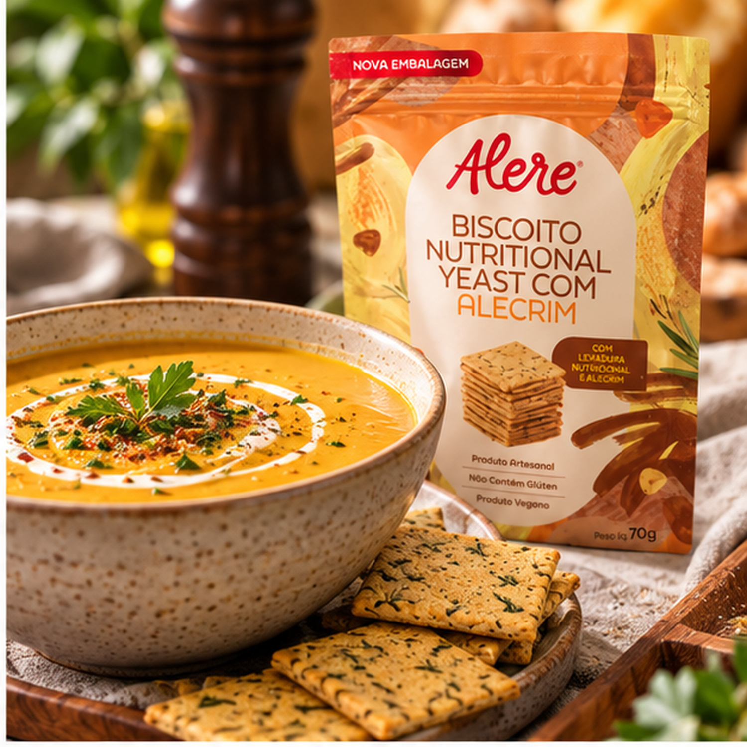 Kit 5 Biscoito Nutritional Yeast e Alecrim ALERE 70g foto 3
