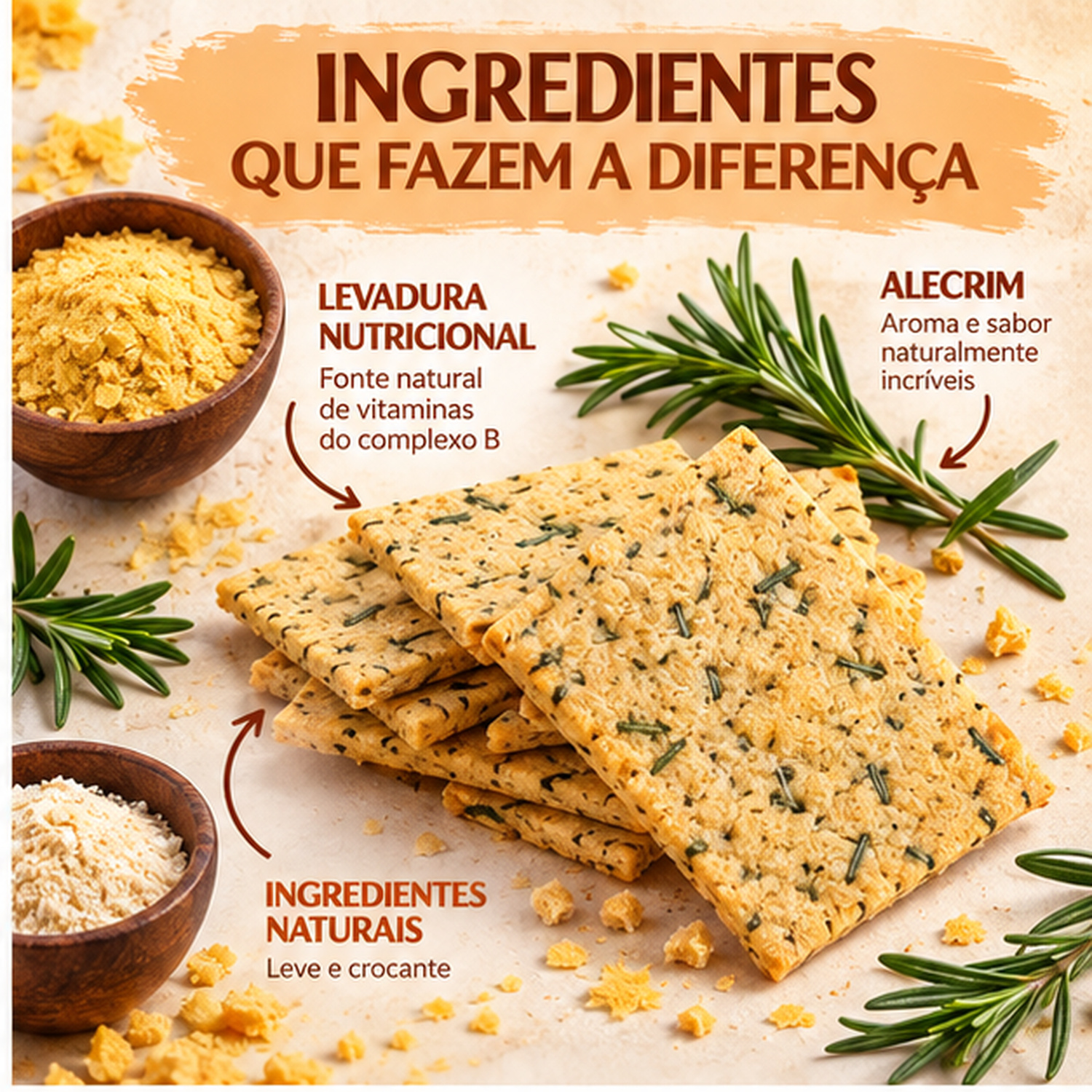 Kit 5 Biscoito Nutritional Yeast e Alecrim ALERE 70g foto 6