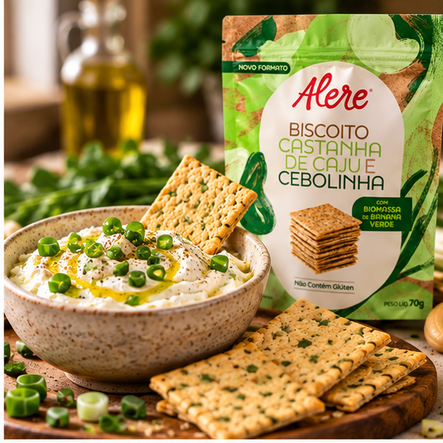 Kit 5 Biscoito Castanha de Caju e Cebolinha ALERE 70g foto 5
