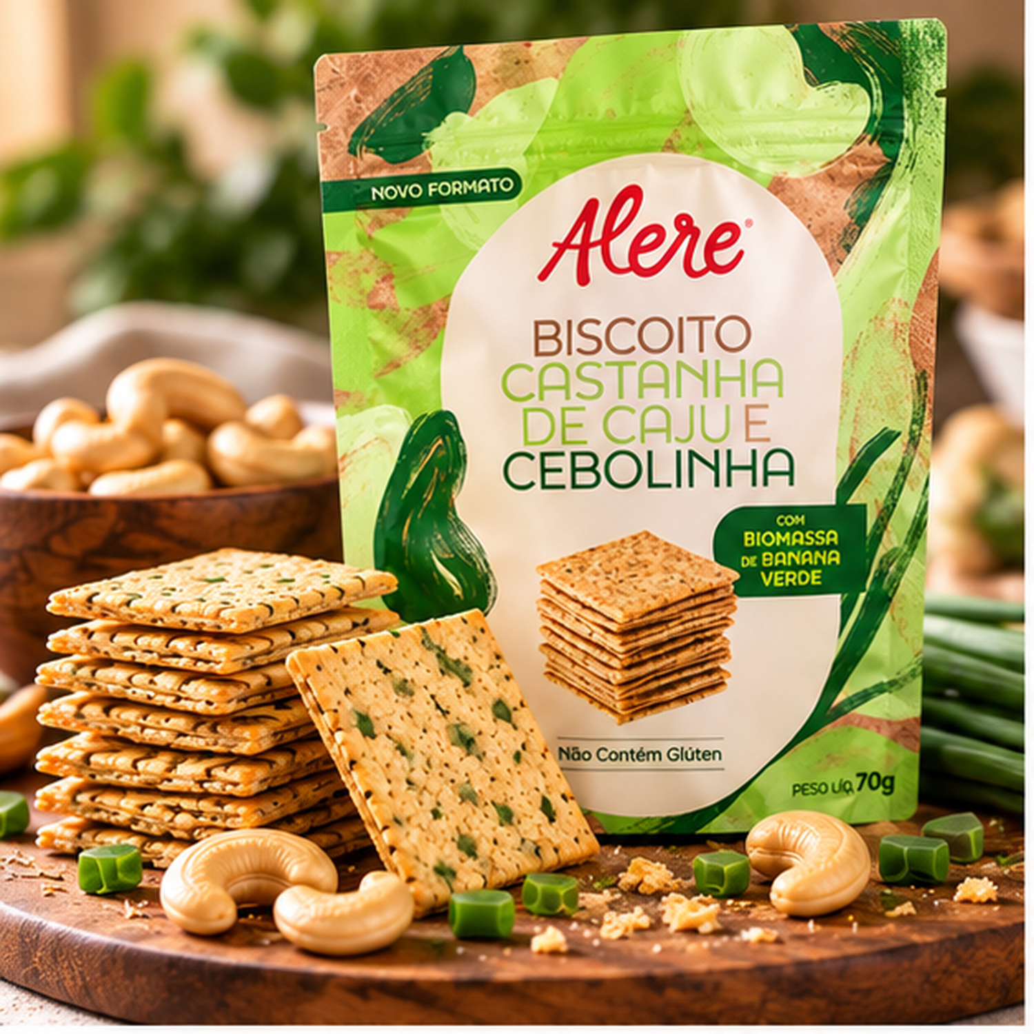 Kit 5 Biscoito Castanha de Caju e Cebolinha ALERE 70g foto 8