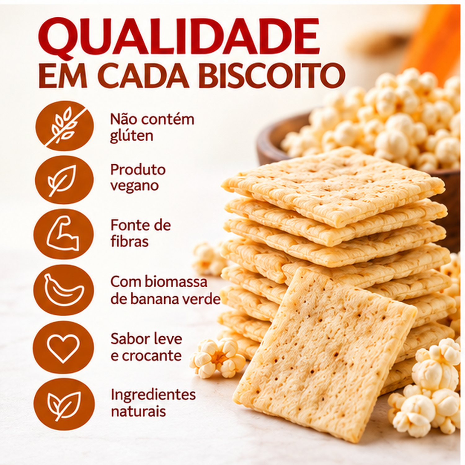 Kit 5 Biscoito Polvilho c/ Farinha de Pipoca ALERE 40g foto 2