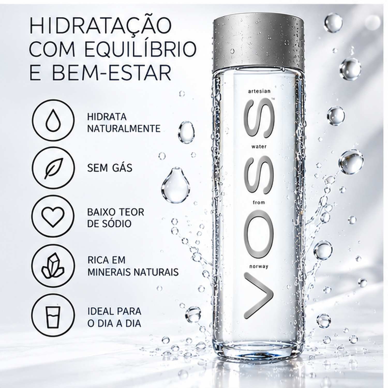 Água Mineral Natural VOSS Sem Gás 500ml (Garrafa PET) foto 2