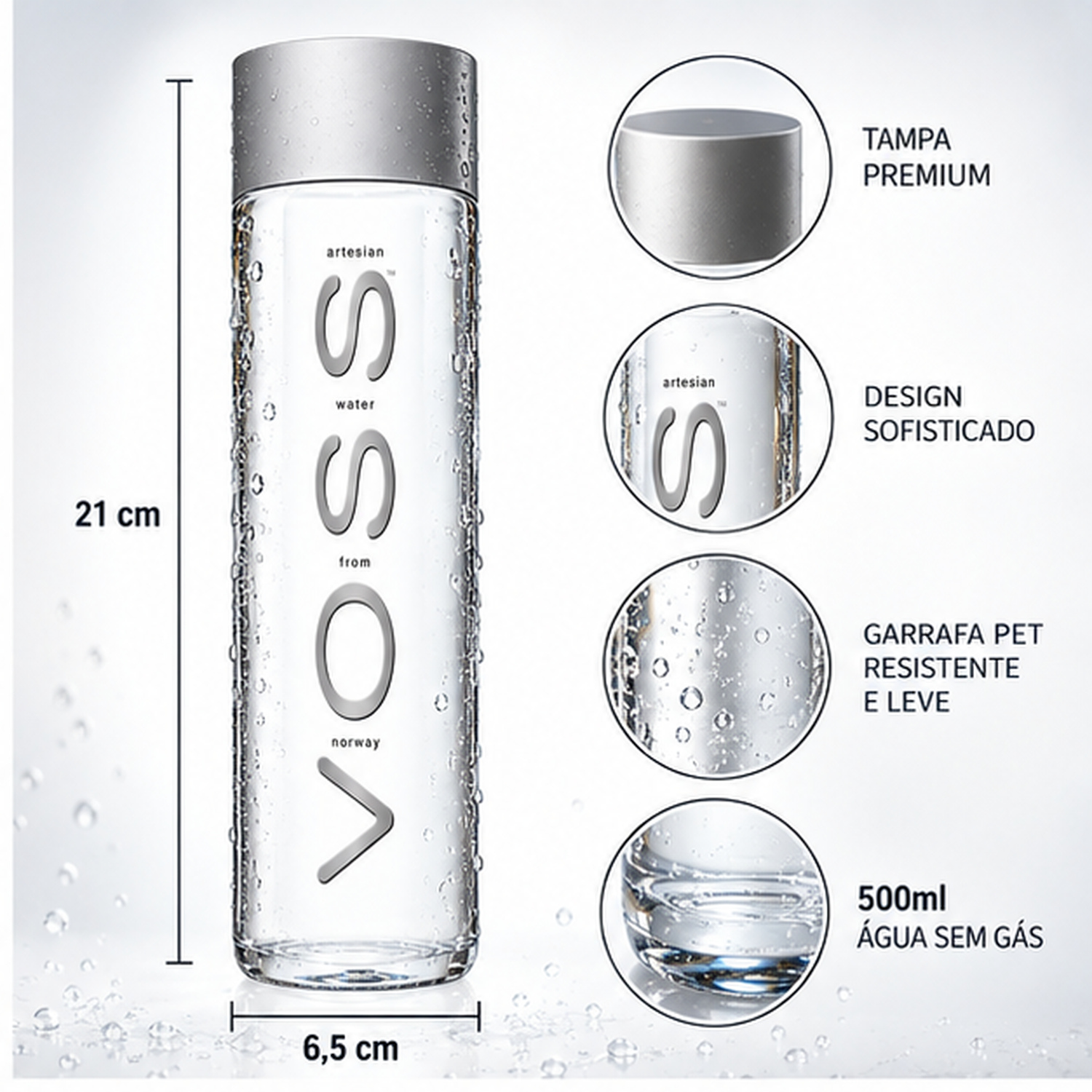 Kit 3 Água Mineral Natural VOSS Sem Gás 500ml (Garrafa PET) foto 8