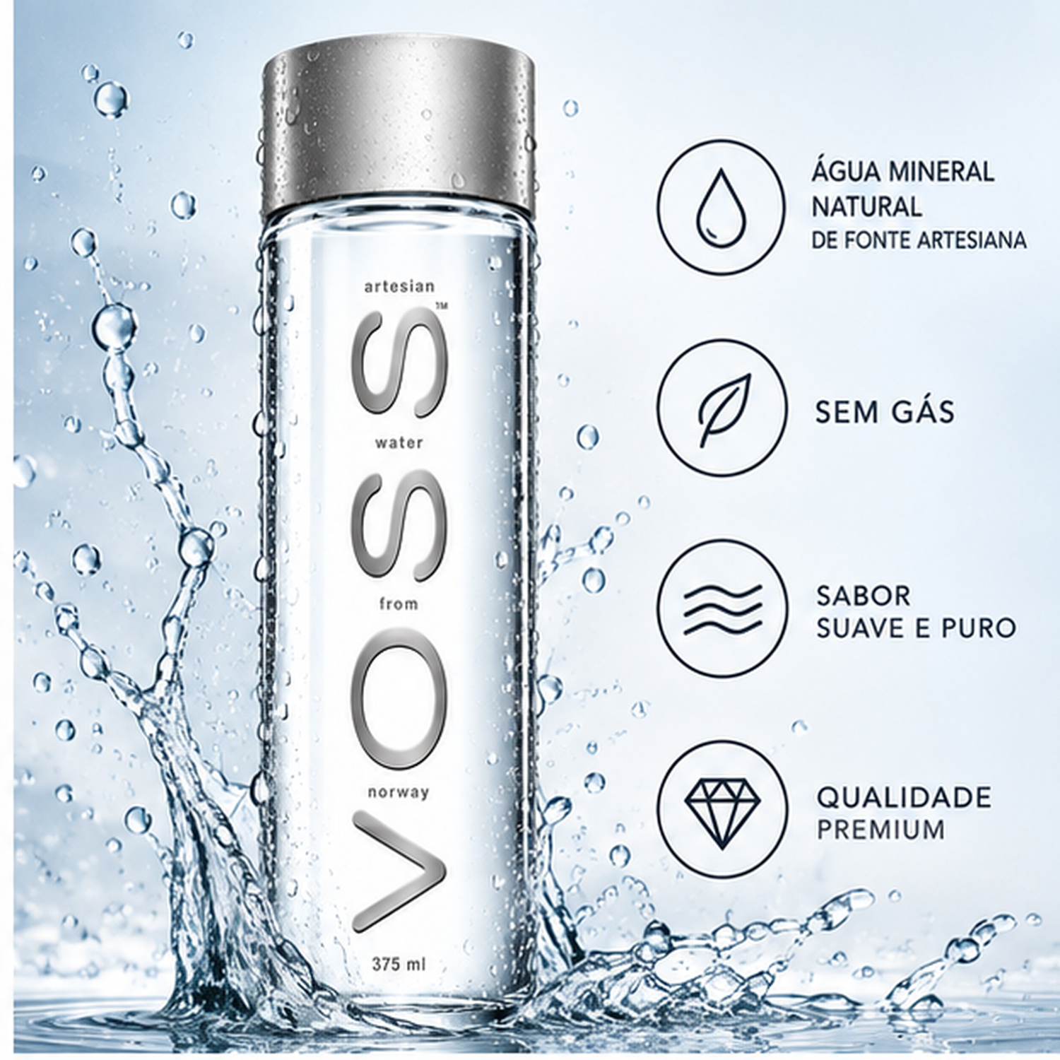 Água Mineral Natural VOSS s/ Gás 375ml (Garrafa Vidro) foto 6