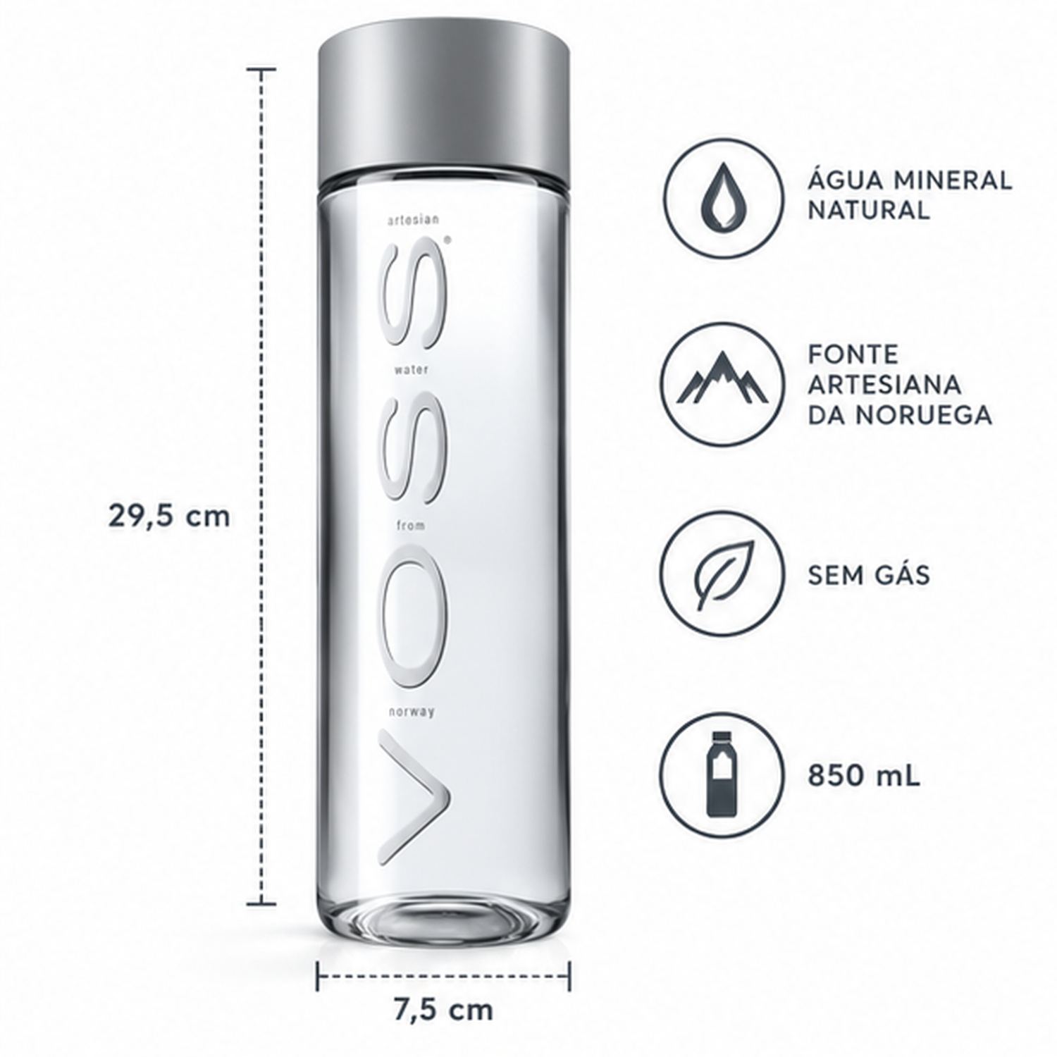 Kit 12 Água Mineral Natural VOSS Sem Gás 850ml (Garrafa PET) foto 4