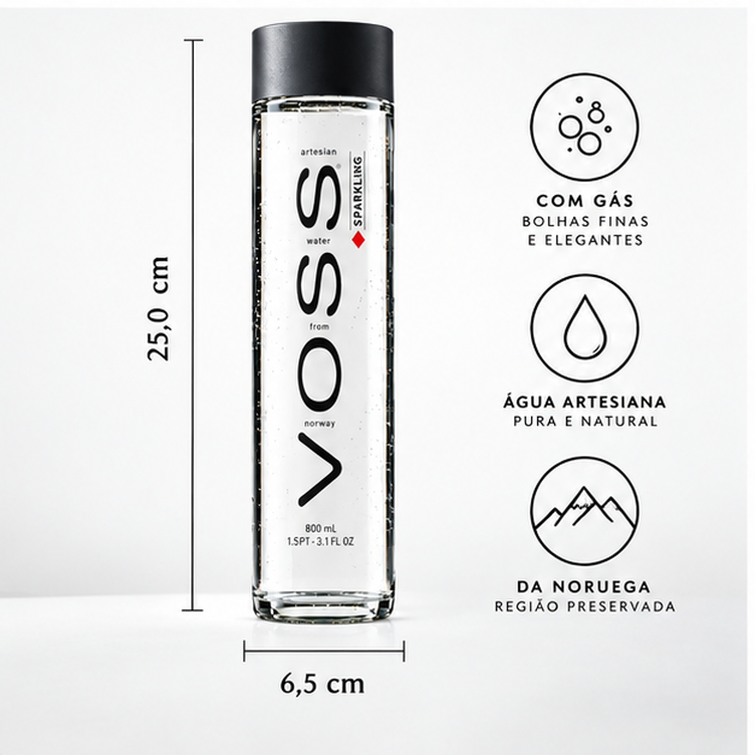 Kit 2 Água Mineral Natural VOSS Com Gás 800ml Garrafa Vidro foto 3