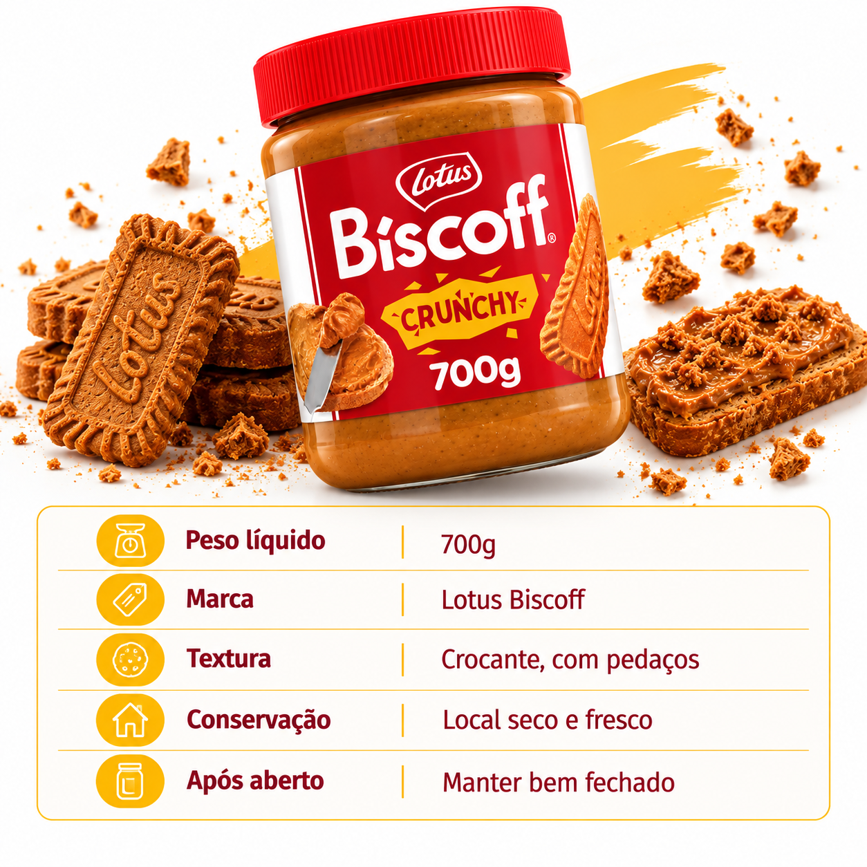 Pasta de Biscoito Crocante LOTUS BISCOFF Speculoo 700g foto 2