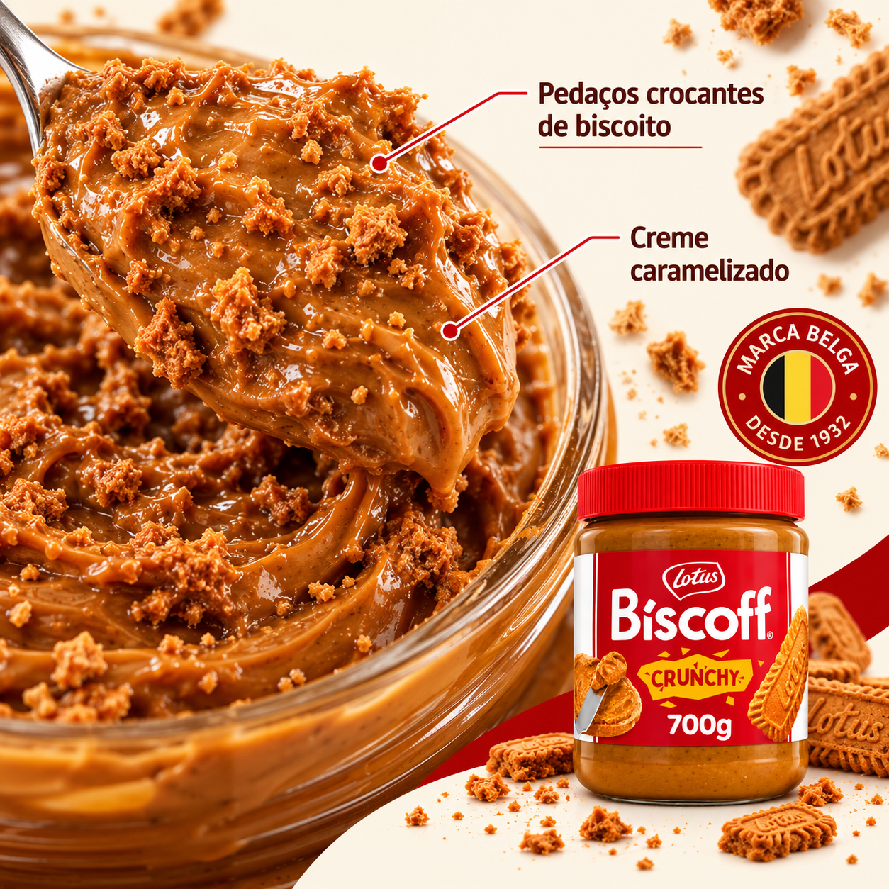 Pasta de Biscoito Crocante LOTUS BISCOFF Speculoo 700g foto 8