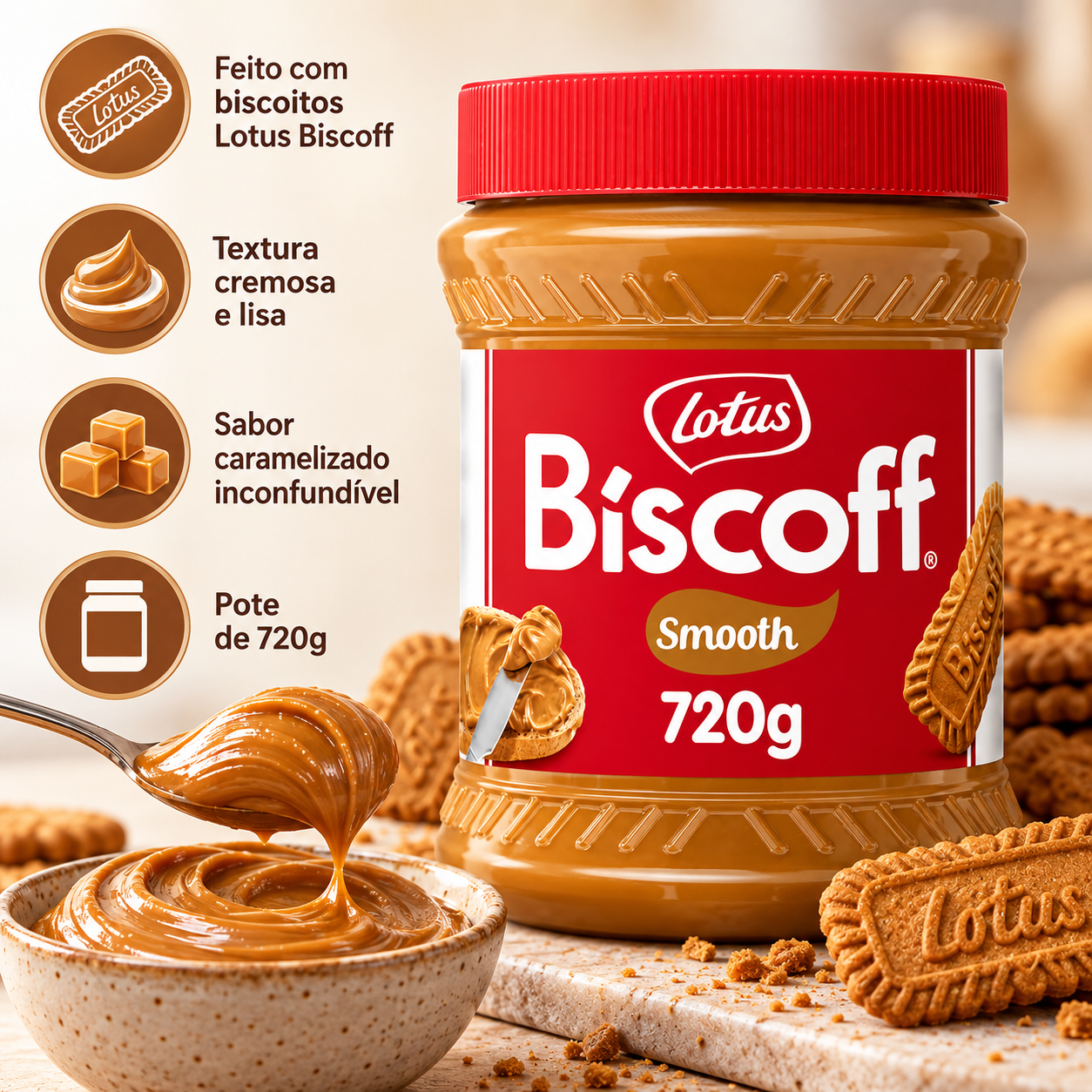 Kit 3 Pasta de Biscoito Cremosa Suave LOTUS BISCOFF 720g foto 3