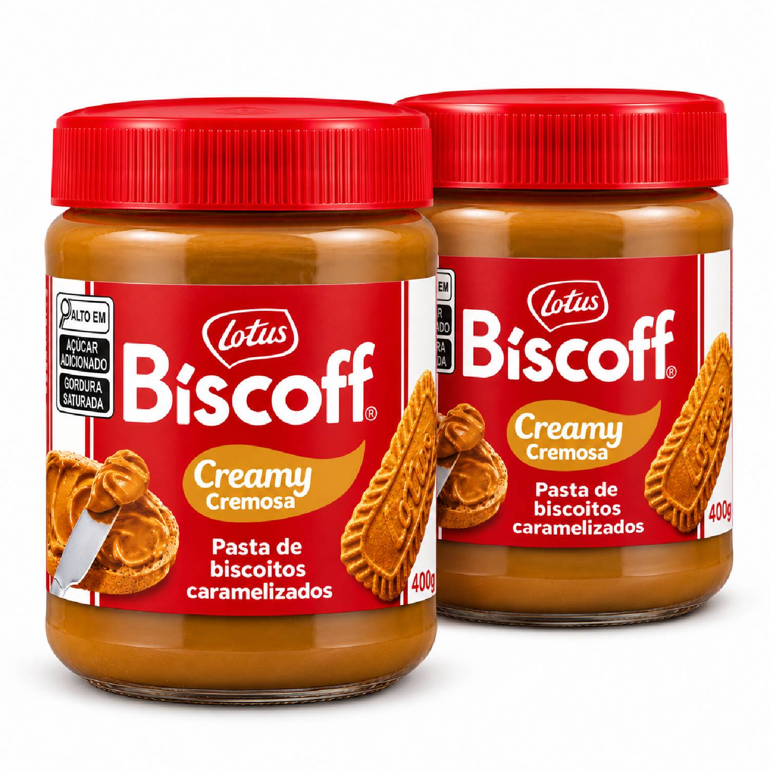 Kit 2 Pasta de Biscoito de LOTUS BISCOFF Creamy Caramel 400g